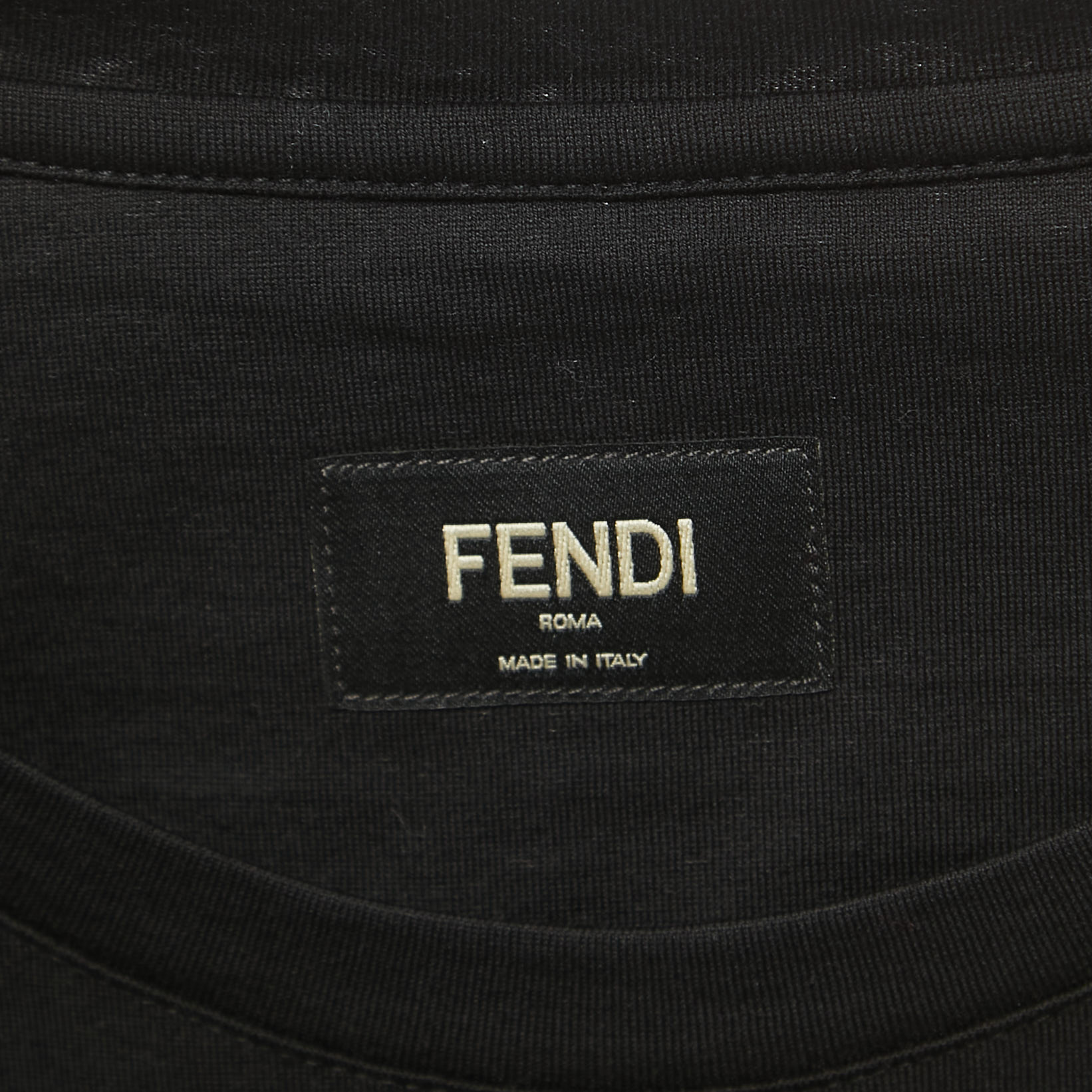 Fendi Black Logo Embroidered Cotton Half Sleeve T-Shirt XS