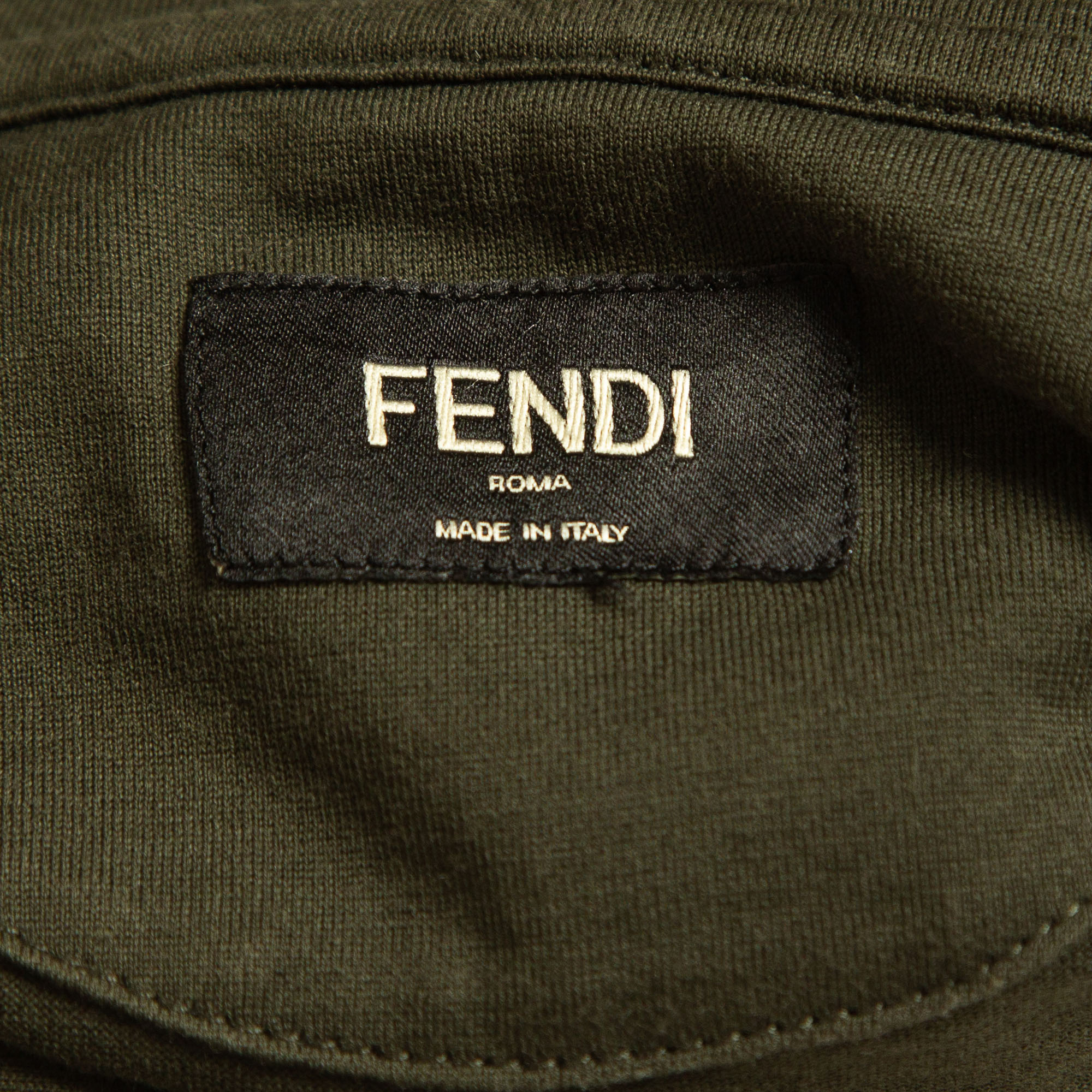 Fendi Green Embellished Eye Cotton Crew Neck T-Shirt M