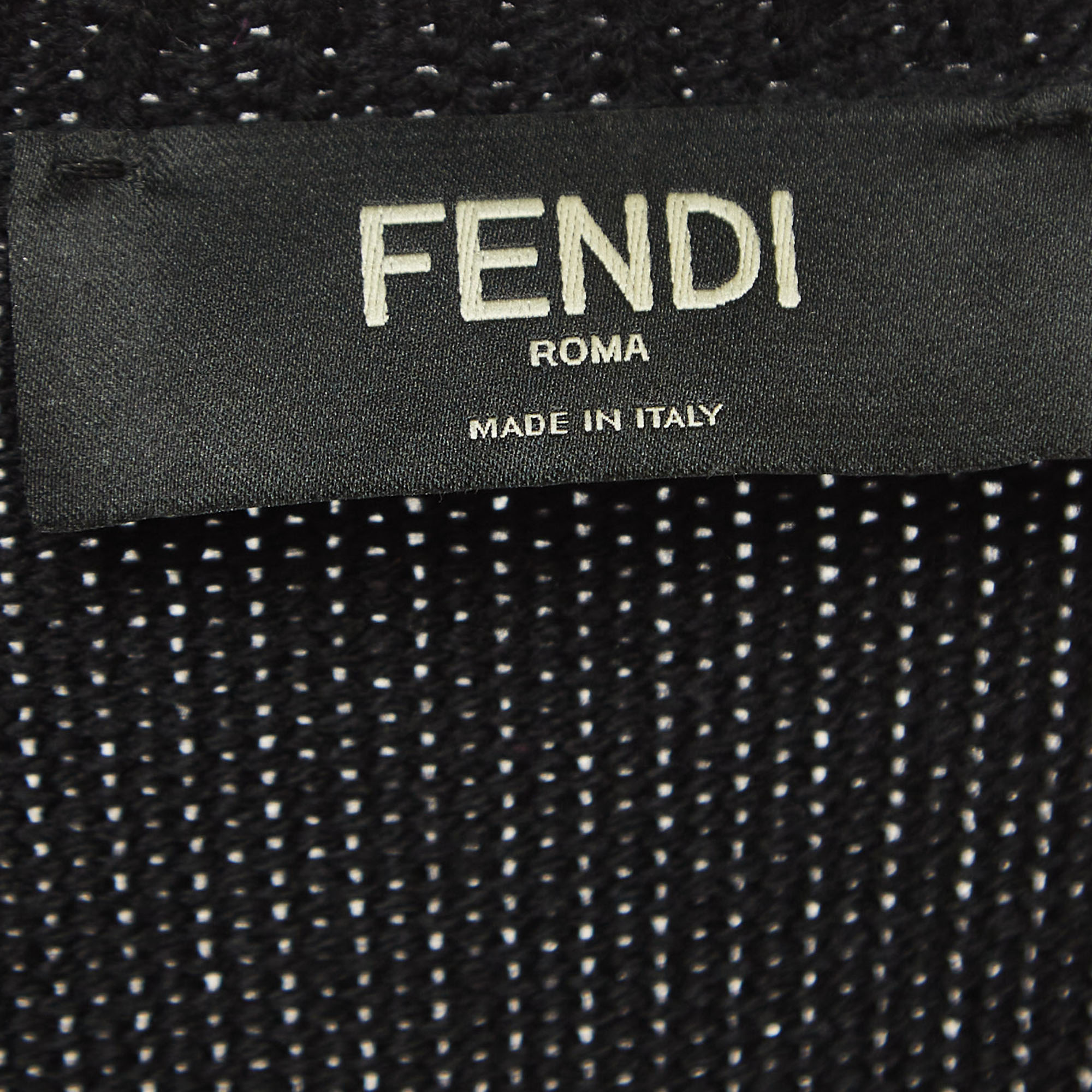 Fendi Black Logo Intarsia Wool Sweater M