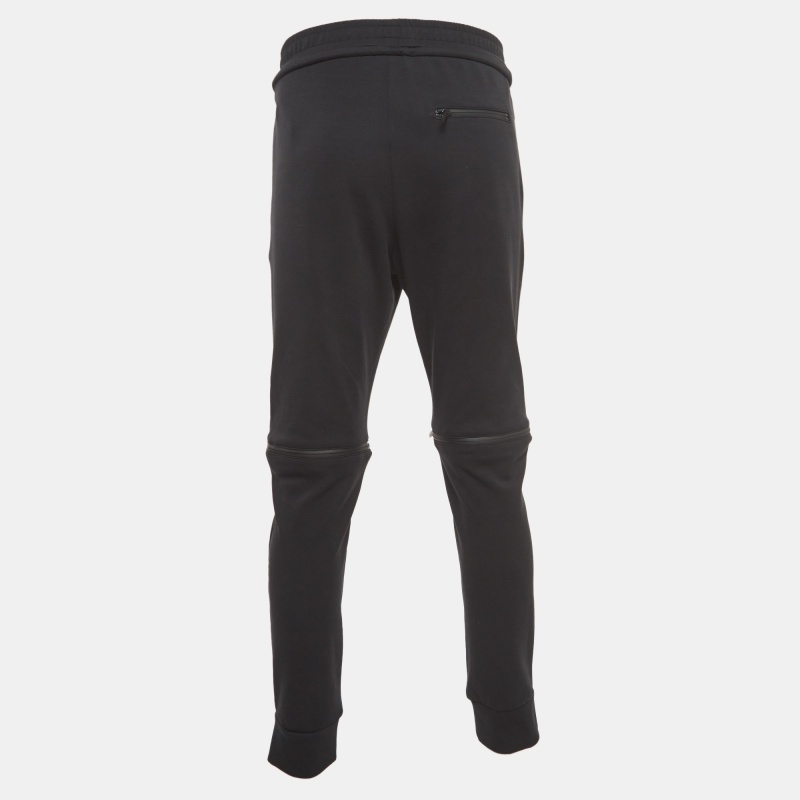 Fendi Black Jersey And Mesh Zip Knee Joggers M