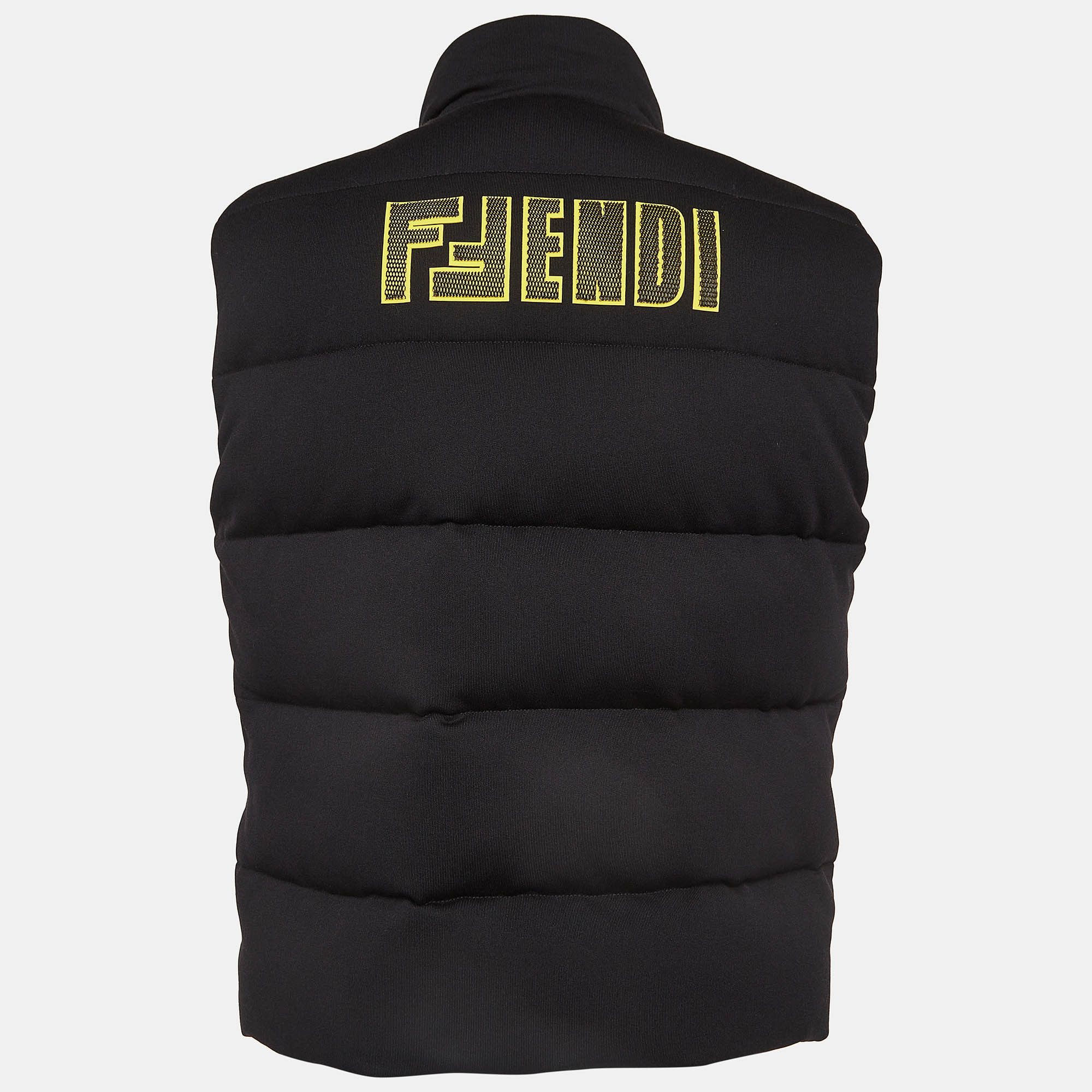 Fendi Black Nylon Blend Zipper Puffer Vest L