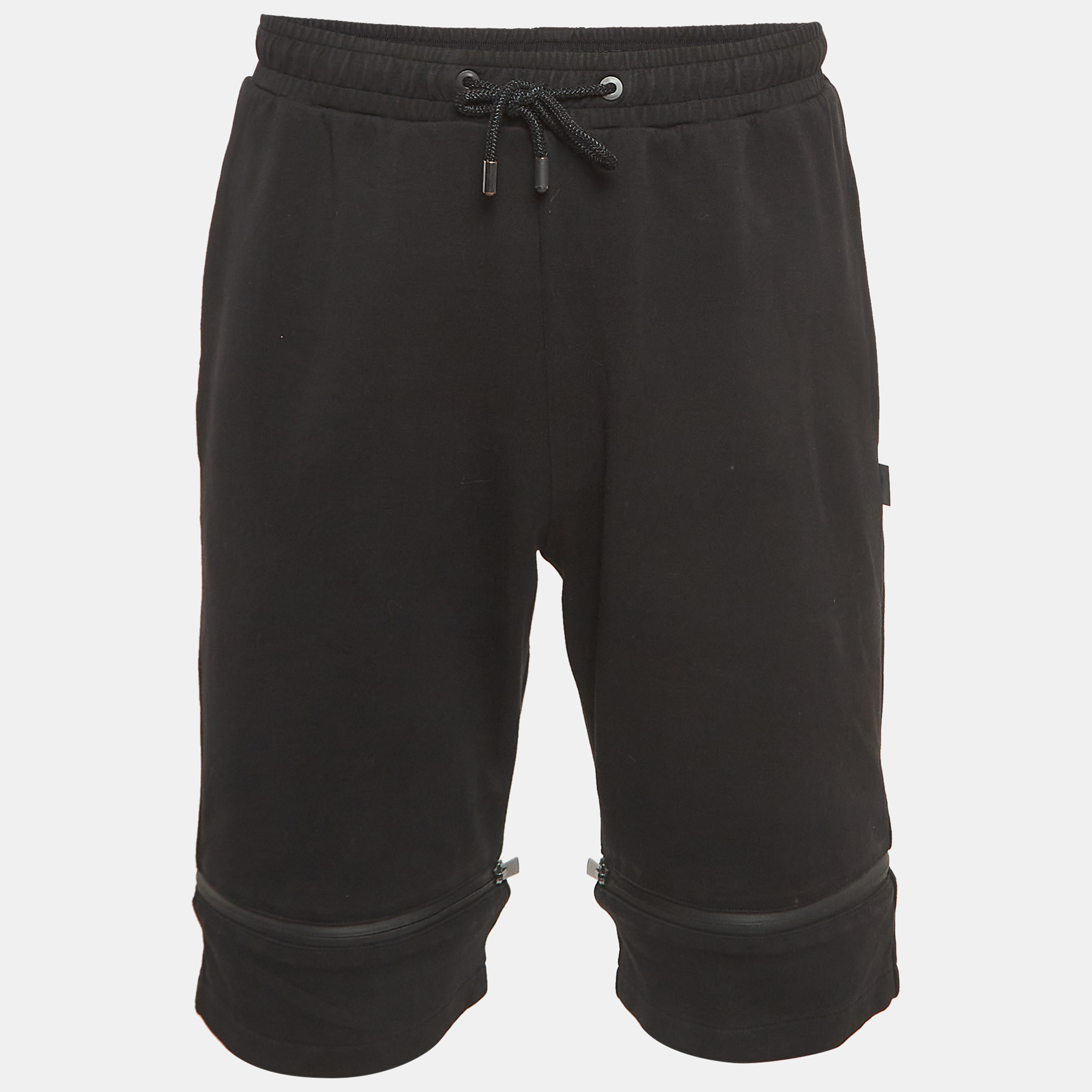 Fendi Black Knit And FF Mesh Paneled Short S