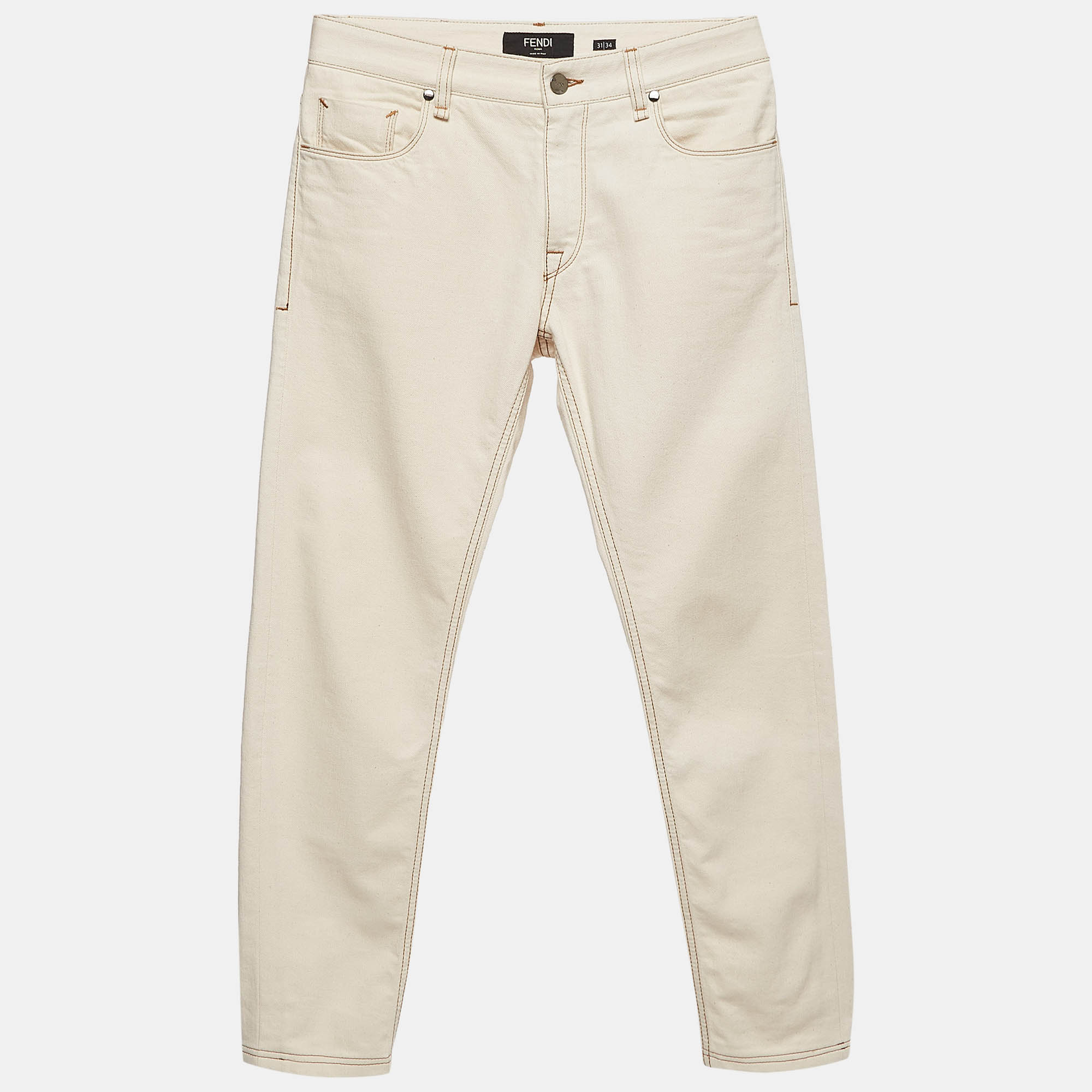 Fendi cream denim skinny jeans m waist 31"