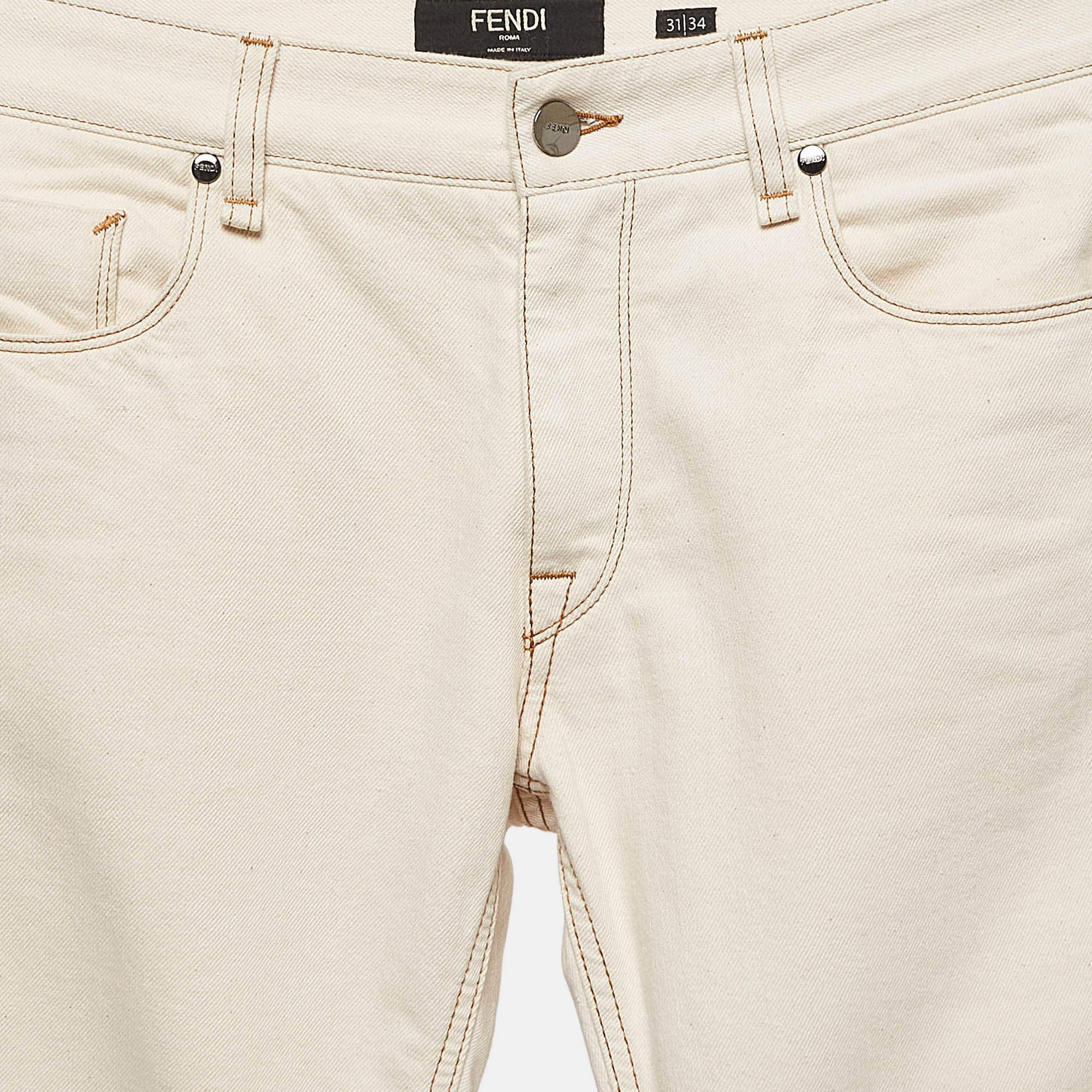 Fendi Cream Denim Skinny Jeans M Waist 31