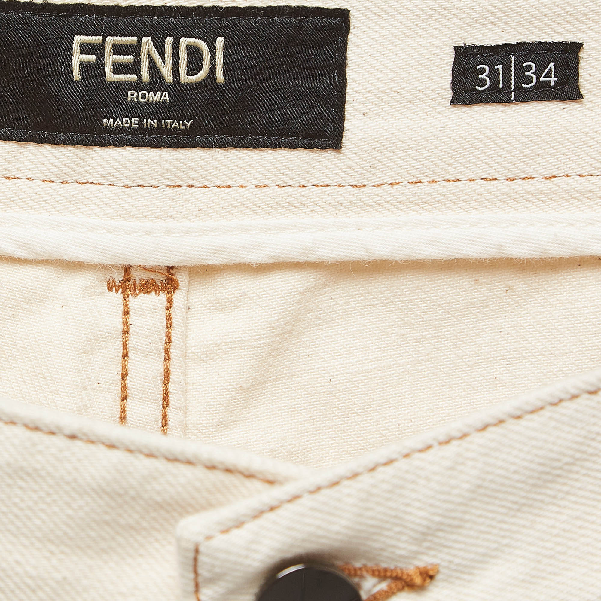 Fendi Cream Denim Skinny Jeans M Waist 31