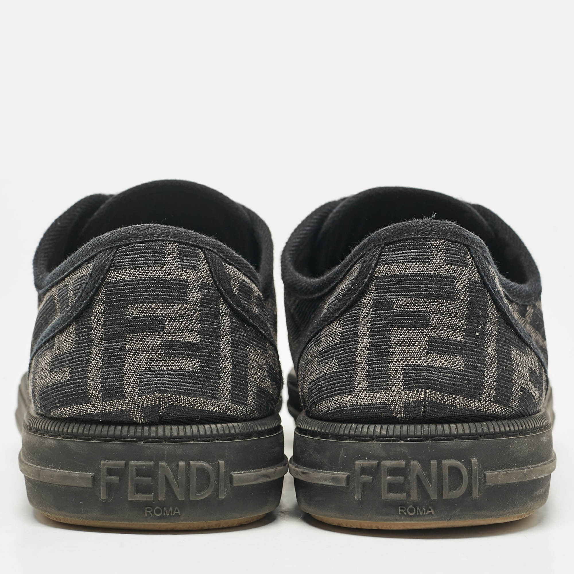 Fendi Black Canvas FF Summary Low Top Sneakers Size 41