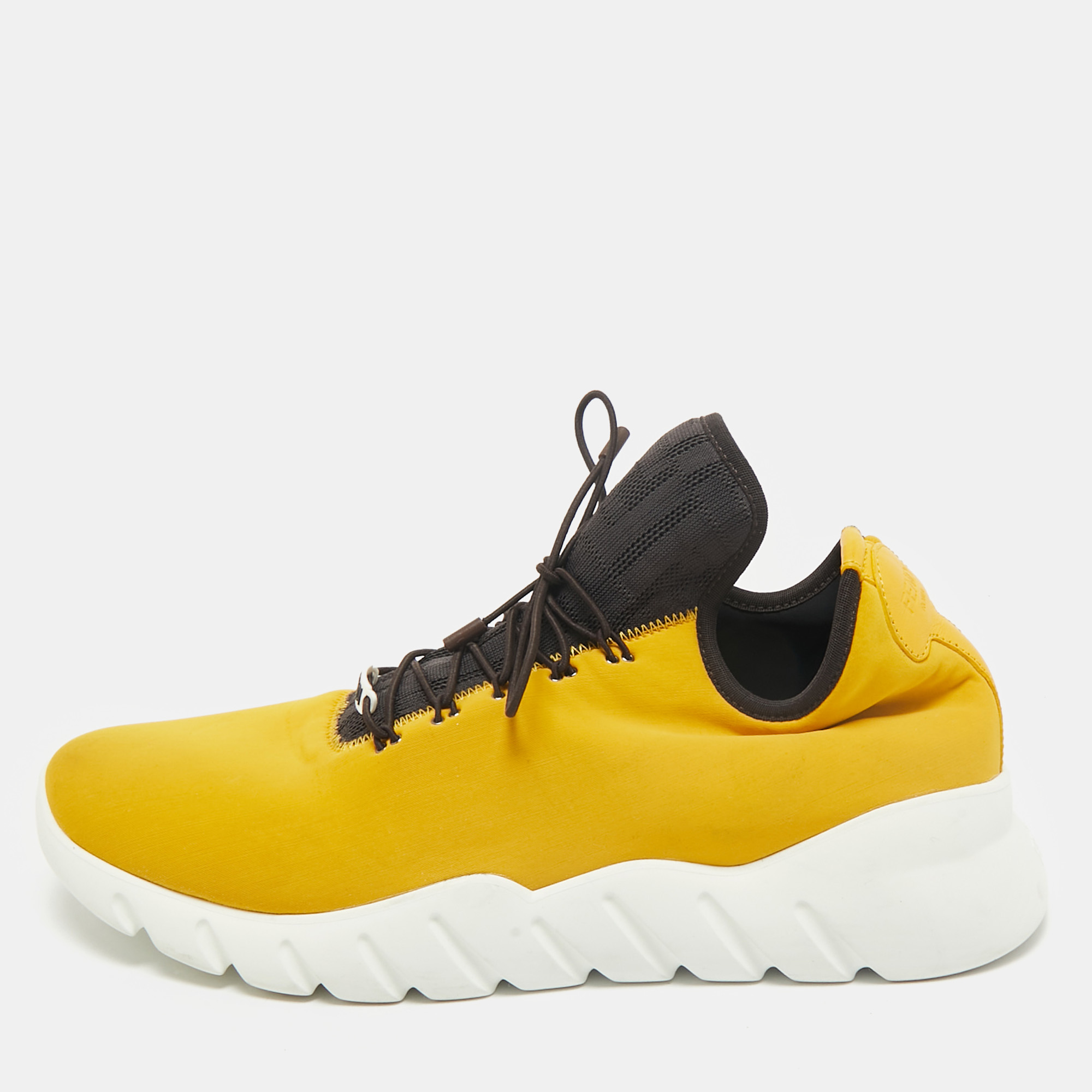 Fendi Mustard/White Knit Fabric High Top Sneakers Size 41, Yellow
Fendi Mustard/White Knit Fabric High Top Sneakers Size 41, Yellow