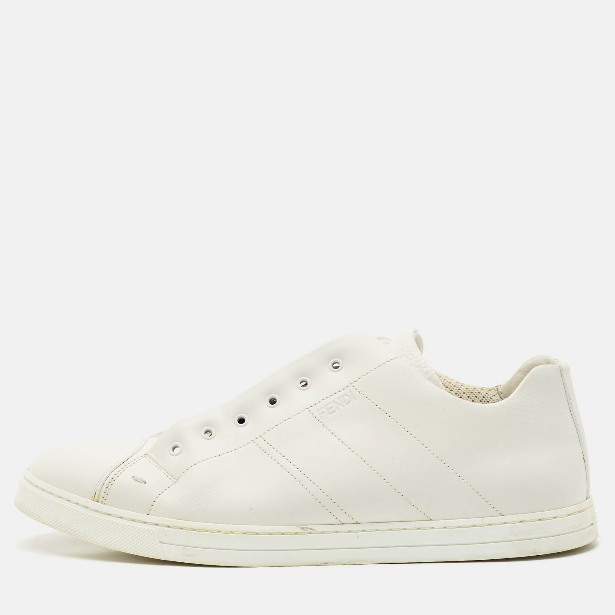 Fendi White Leather FF Crisscross Strap Slip On Sneakers Size 43
Fendi White Leather FF Crisscross Strap Slip On Sneakers Size 43