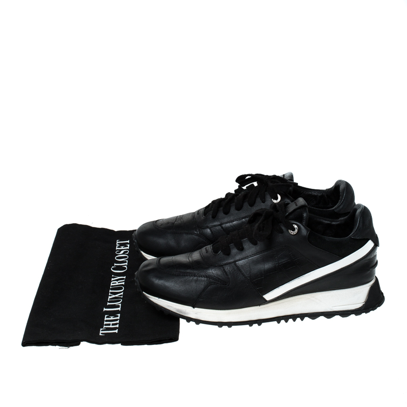 Fendi Black Croc Embossed Leather Sneakers Size 41