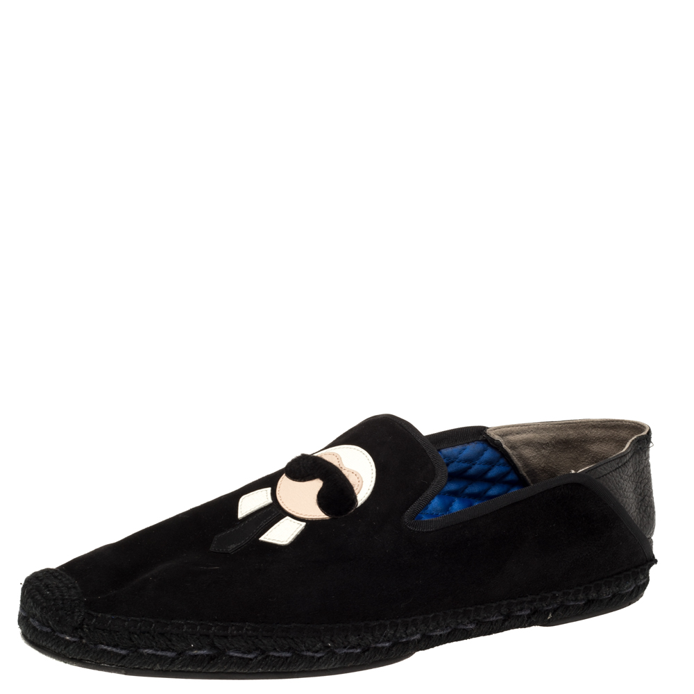 Image of Fendi Black Suede Karlito Espadrilles Size