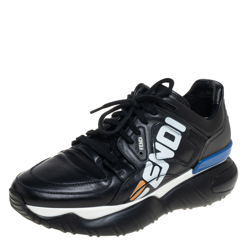Fendi X Fila Black Leather Fila Mania Platform Sneakers 40