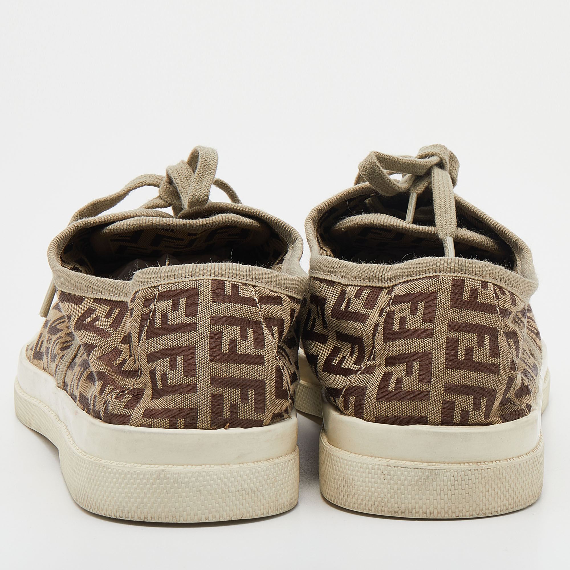 Fendi Beige/Brown Zucca Canvas Low Top Sneakers Size 43