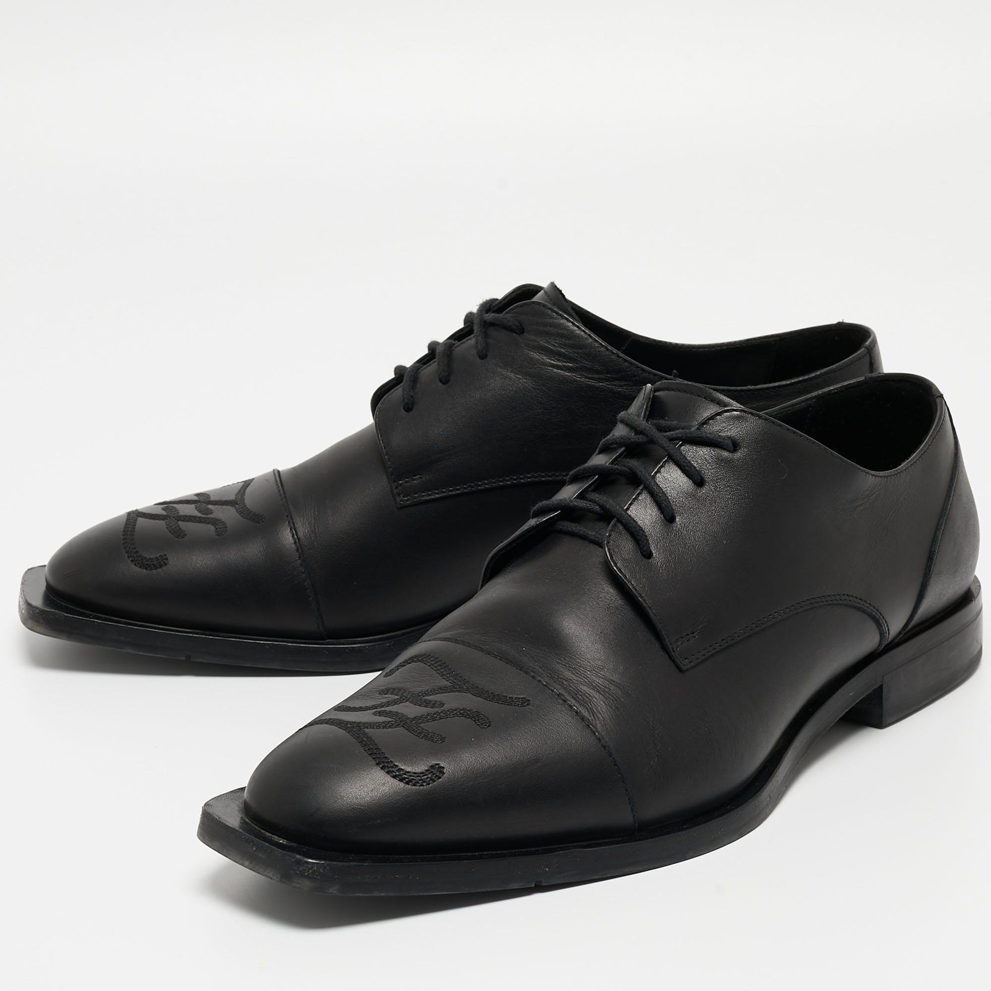 Fendi Black Leather Lace Up Derby Size 42