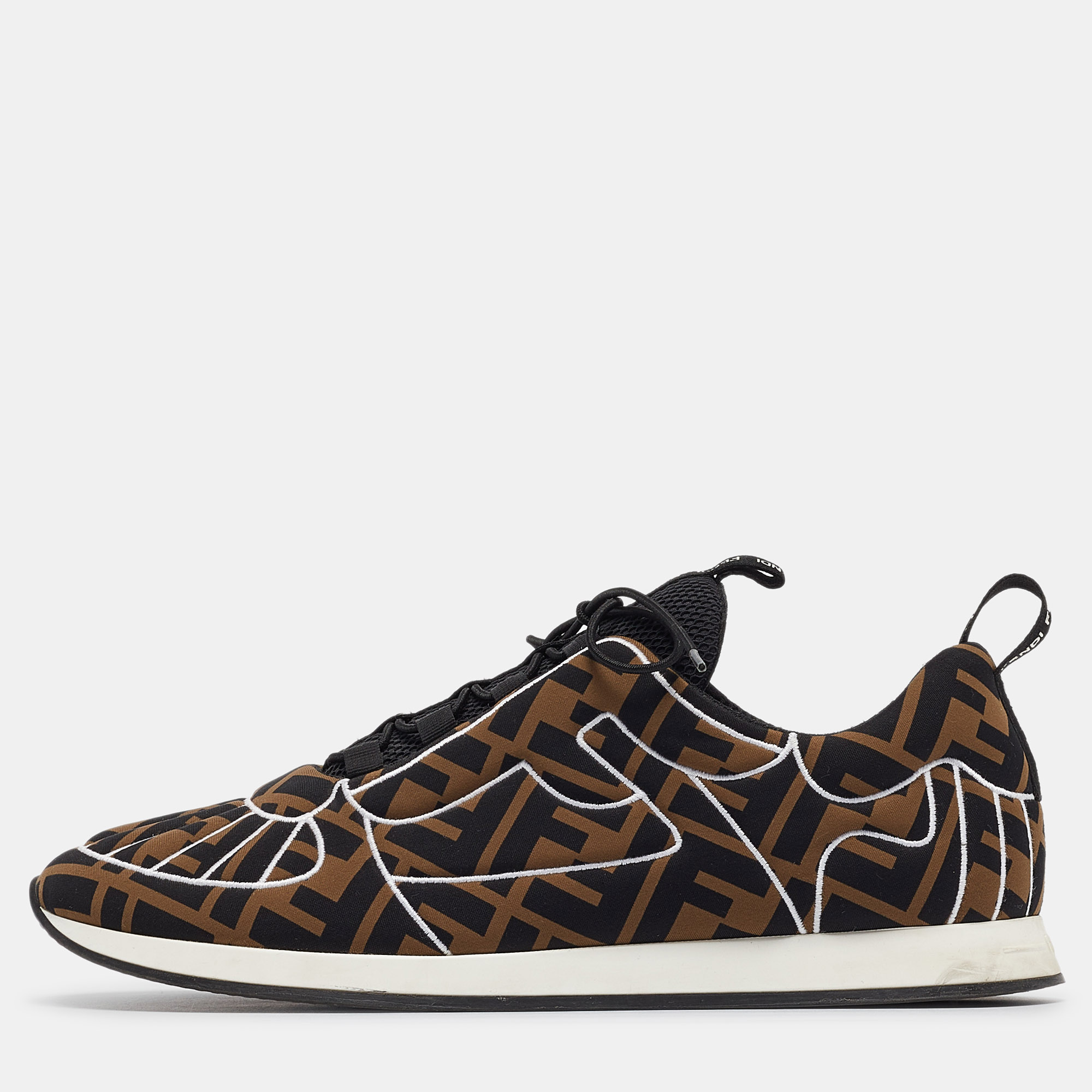Fendi brown/black zucca fabric ffreedom sneakers size 41