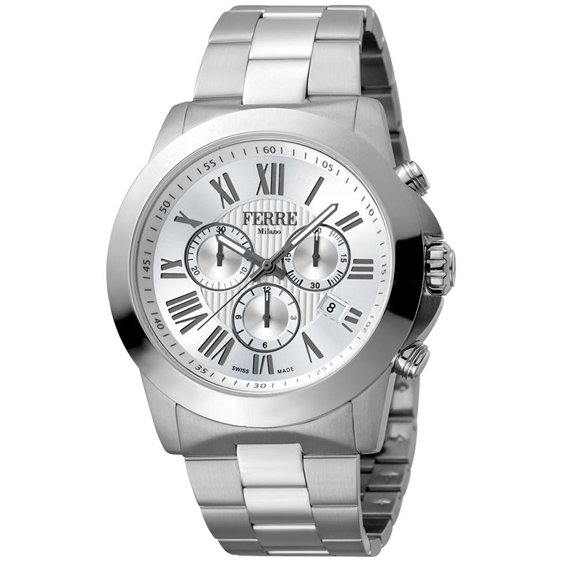 Ferre Milano Silver Stainless Steel FM1G079M0061 Men's Wristwatch 44MM