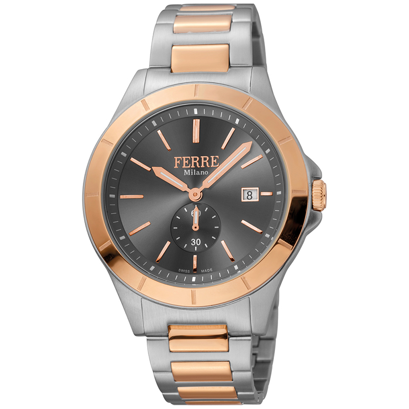 Ferre Milano Anthracite Rose Gold Plated Stainless Steel FM1G080M0081 Men's Wristwatch 43MM
