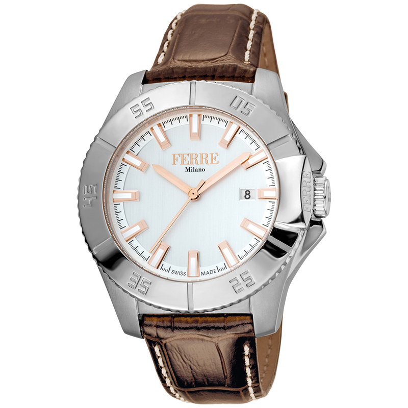 Ferre Milano Silver Stainless Steel FM1G085L0011 Men's Wristwatch 45MM