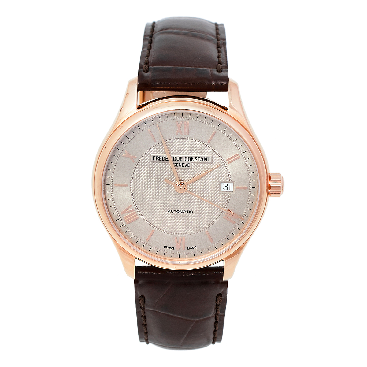 Frederique Constant Rose Gold Plated Stainless Steel Leather Classics FC-303MLG5B4 Automatic Men's Wristwatch 40 mm
