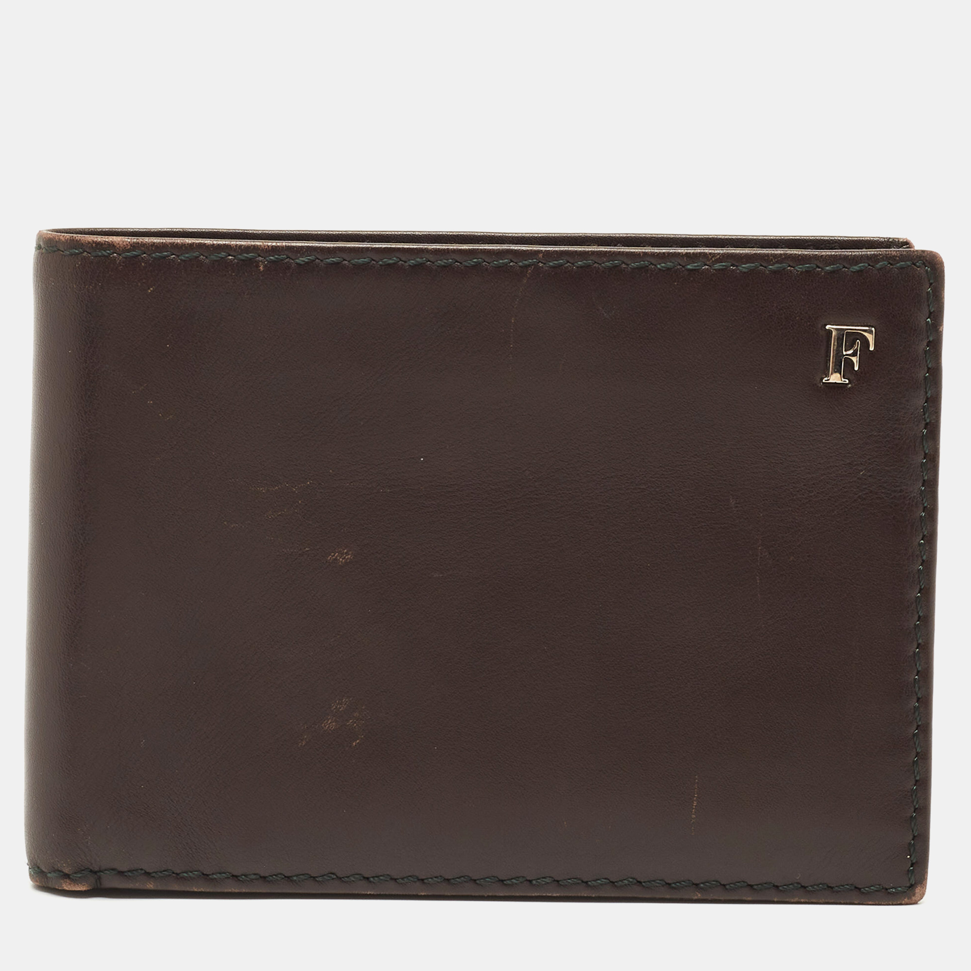 Gianfranco ferre brown leather bifold wallet