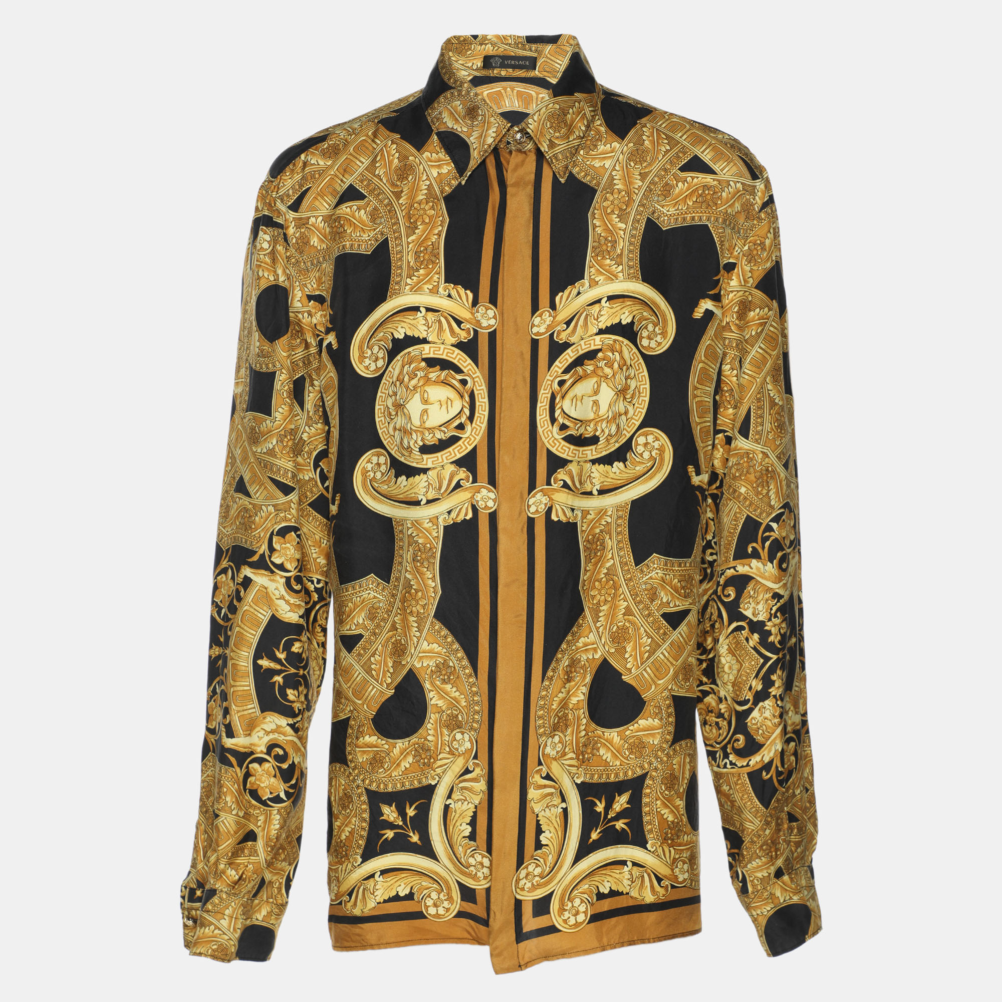 Gianni Versace Black/Gold Silk Barocco Print Long Sleeve Shirt XL, Yellow
Gianni Versace Black/Gold Silk Barocco Print Long Sleeve Shirt XL, Yellow