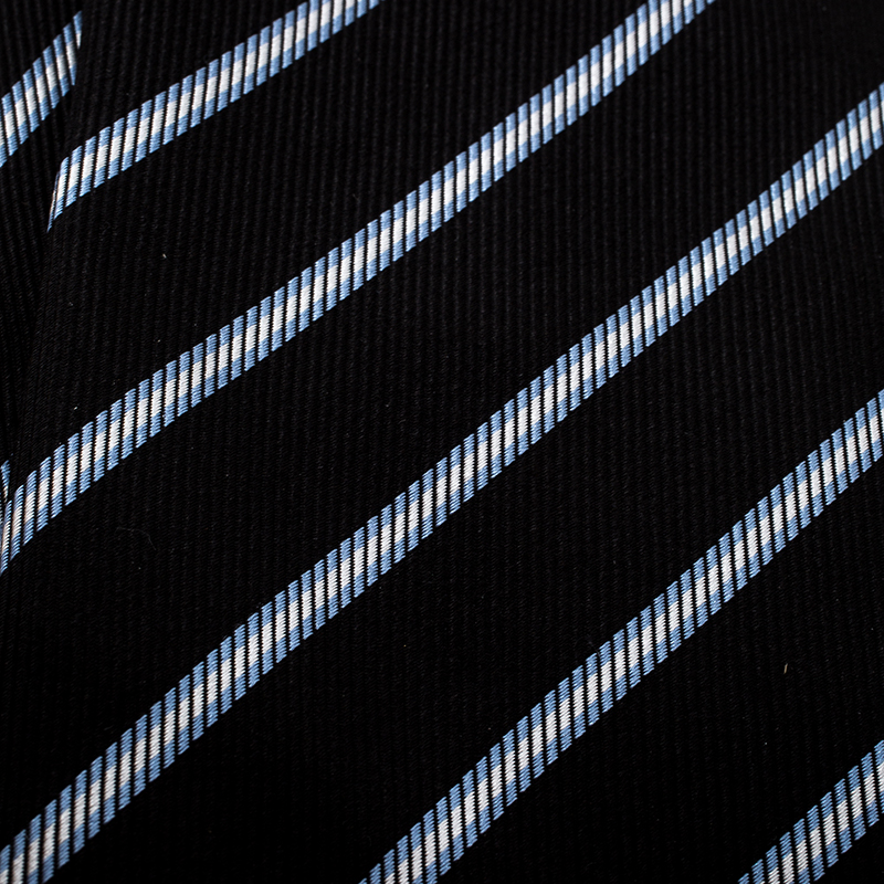 

Giorgio Armani Black Silk Contrast Diagonal Striped Tie