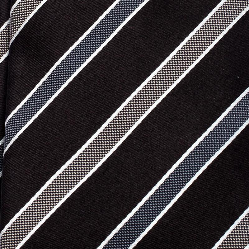 

Giorgio Armani Black Silk Contrast Diagonal Striped Classic Tie