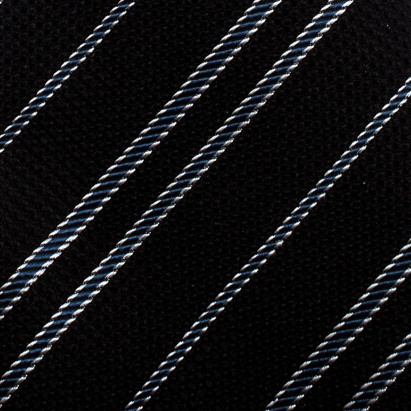

Giorgio Armani Black Diagonal Striped Silk Jacquard Classic Tie