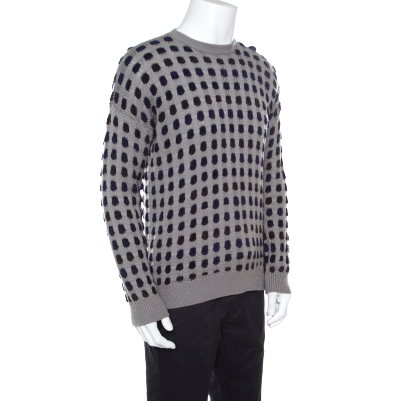 

Giorgio Armani Grey Textured Dotted Sweater XL
