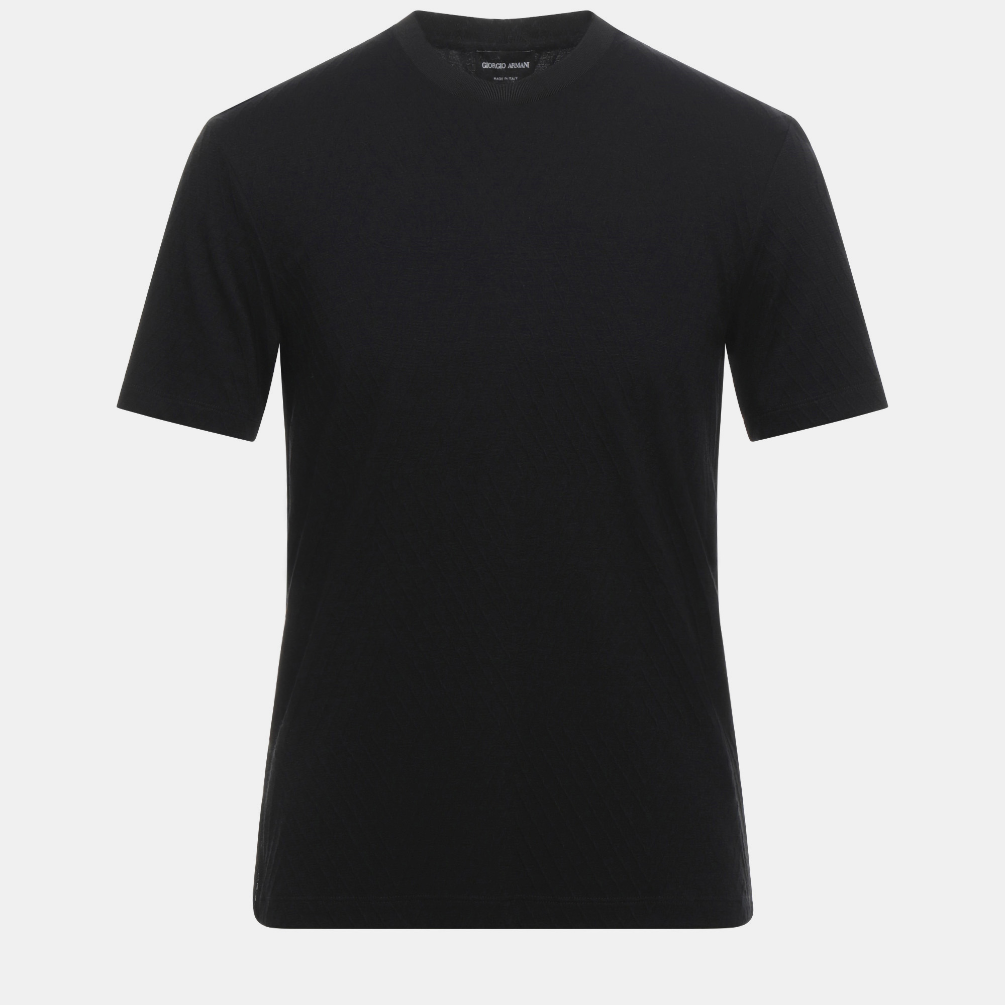 Giorgio armani black zig zag knit crew neck t-shirt 4xl (it 60)