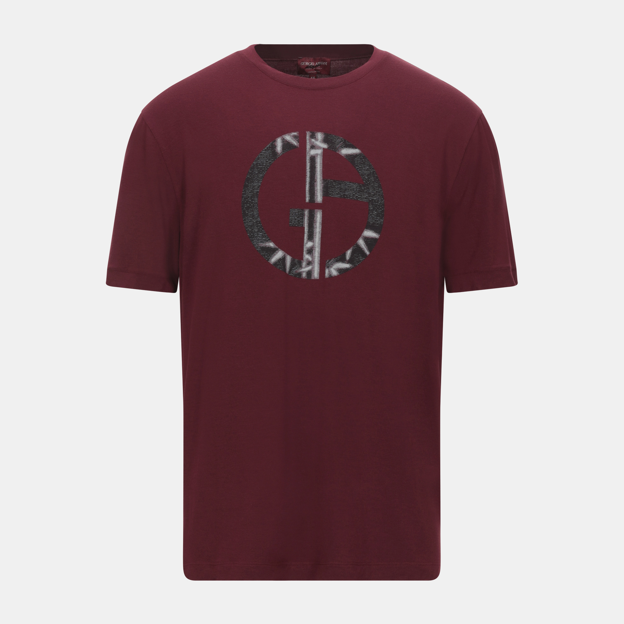 Giorgio armani maroon logo print jersey t-shirt xxl (it 54)