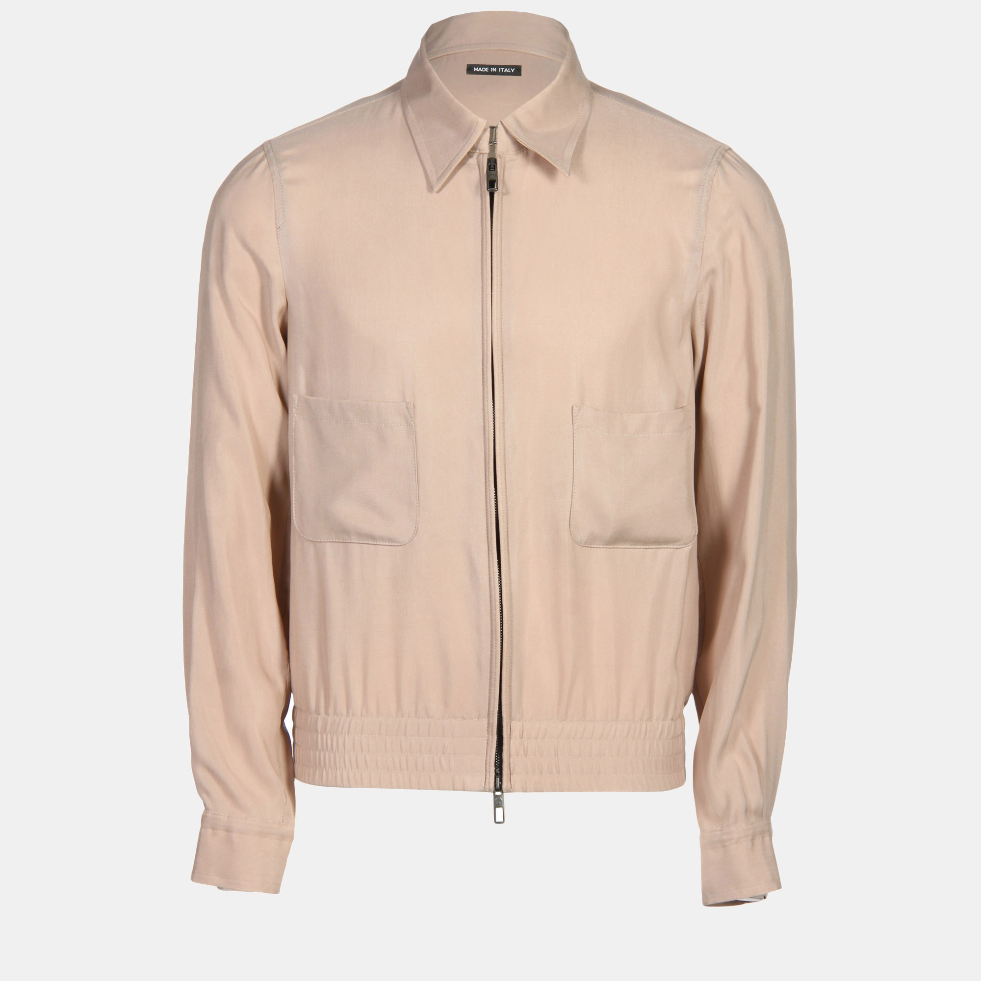 Giorgio armani beige cupro zipped jacket xl (it 52)