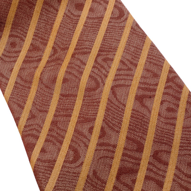 Giorgio Armani Cravatte Vintage Brown Fingerprint Pattern Silk Jacquard Striped Tie