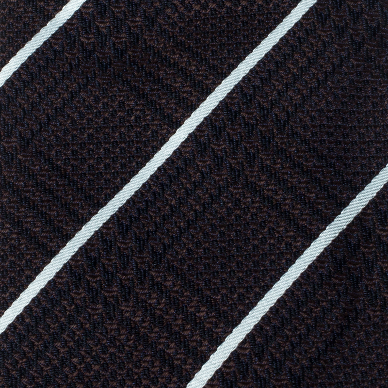 

Giorgio Armani Brown Checked and Diagonal Striped Pattern Silk Jacquard Tie