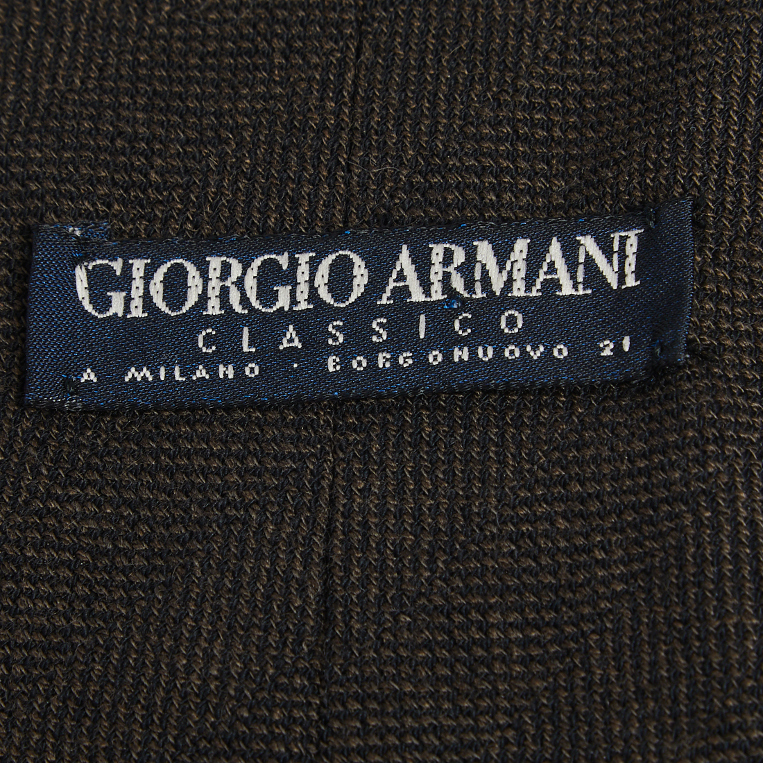 Giorgio Armani Classico Dark Brown Patterned Wool Knit Stitched Tie