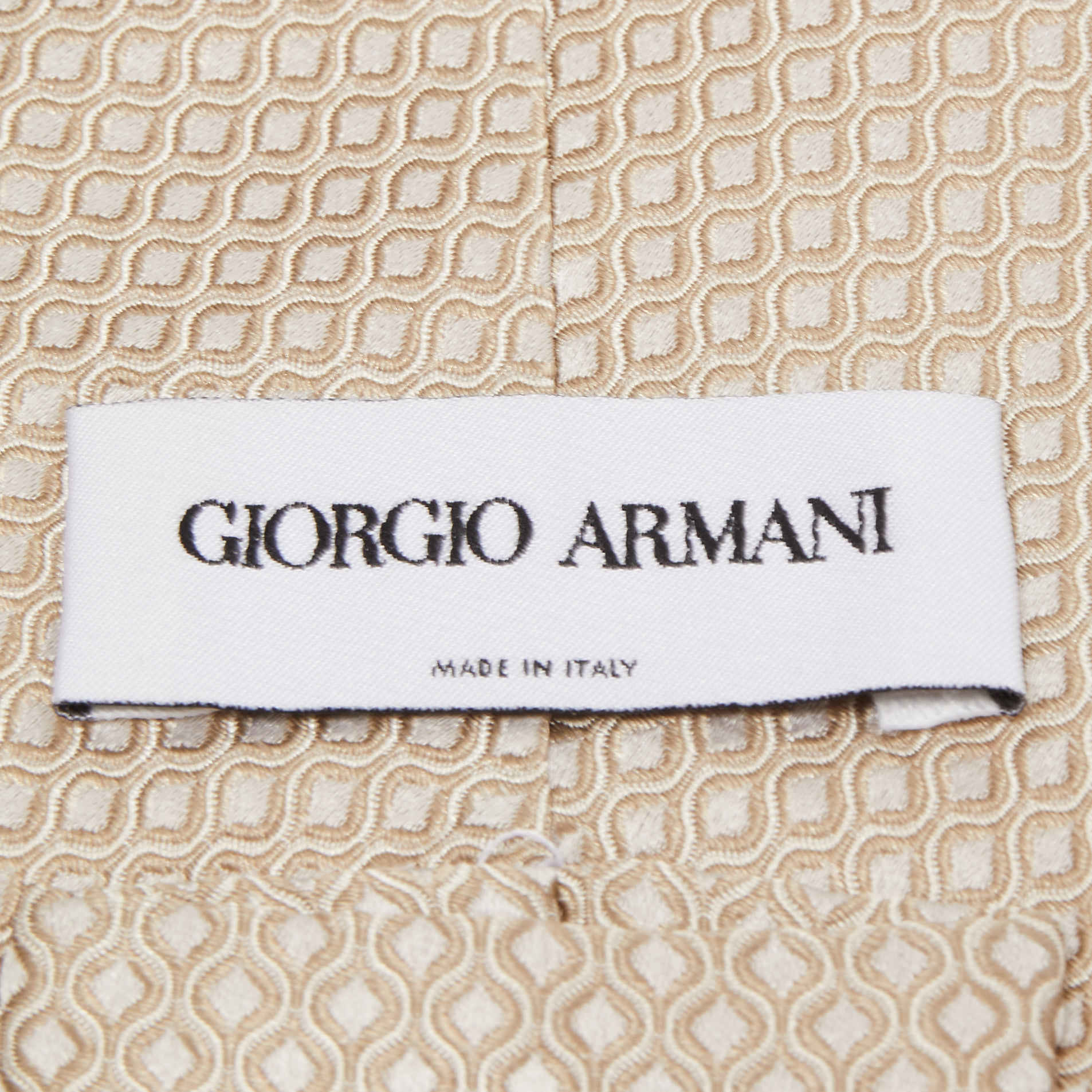 Giorgio Armani Beige Patterned Silk Tie