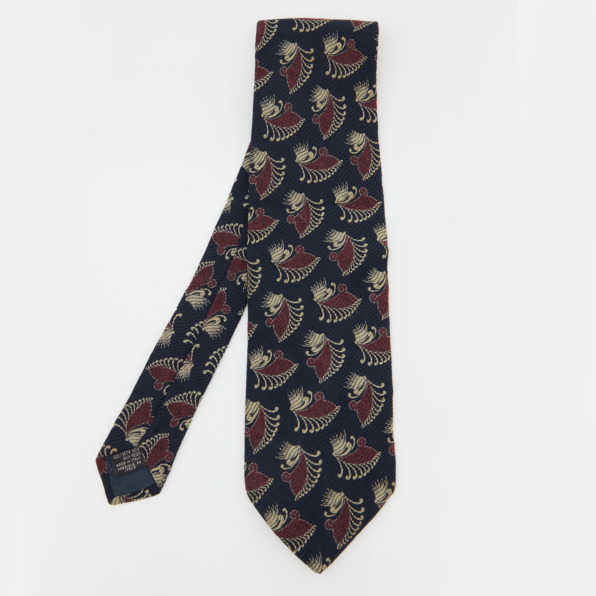 Giorgio Armani Cravatte Black Printed Textured Silk Tie