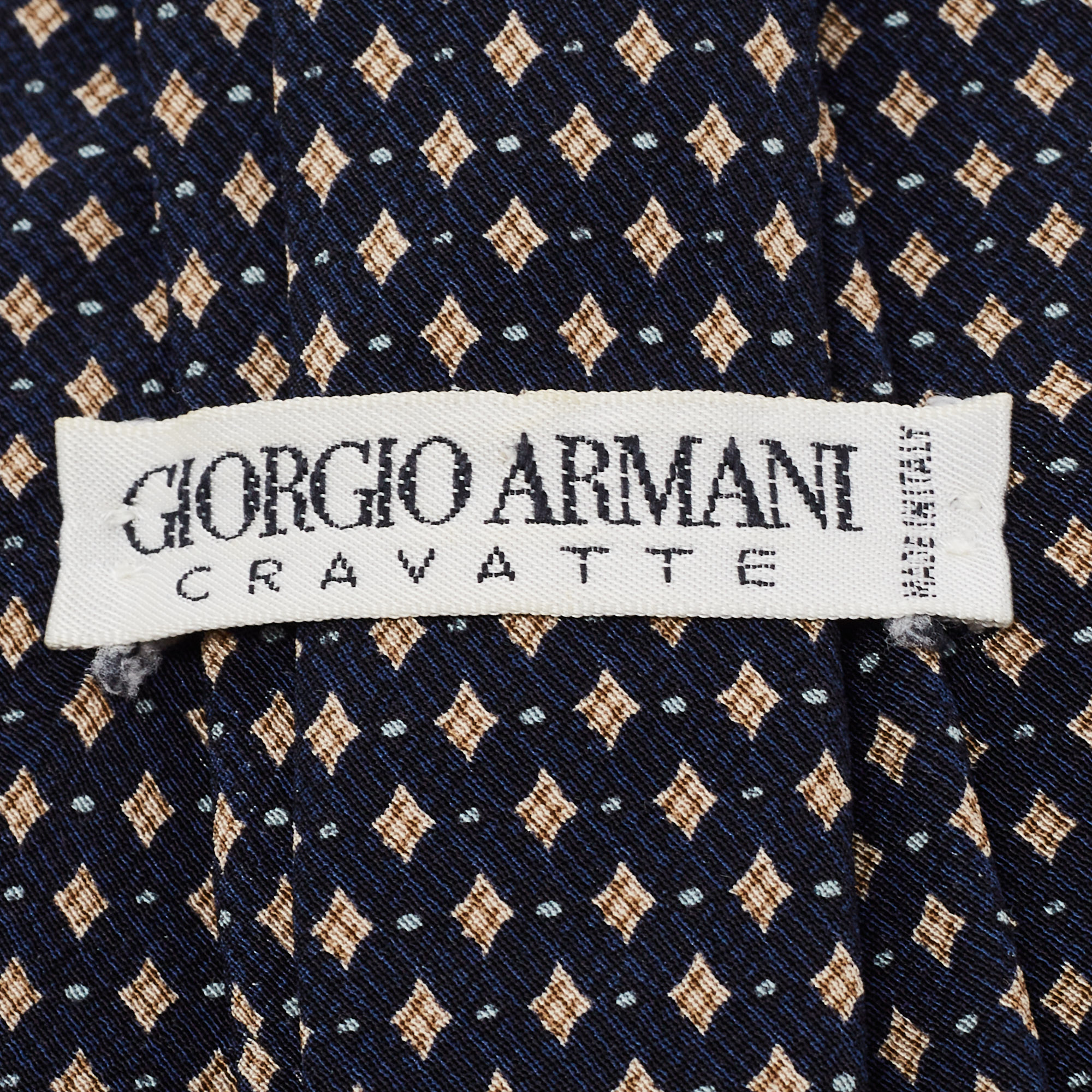 Giorgio Armani Navy Blue Diamond Printed Silk Tie