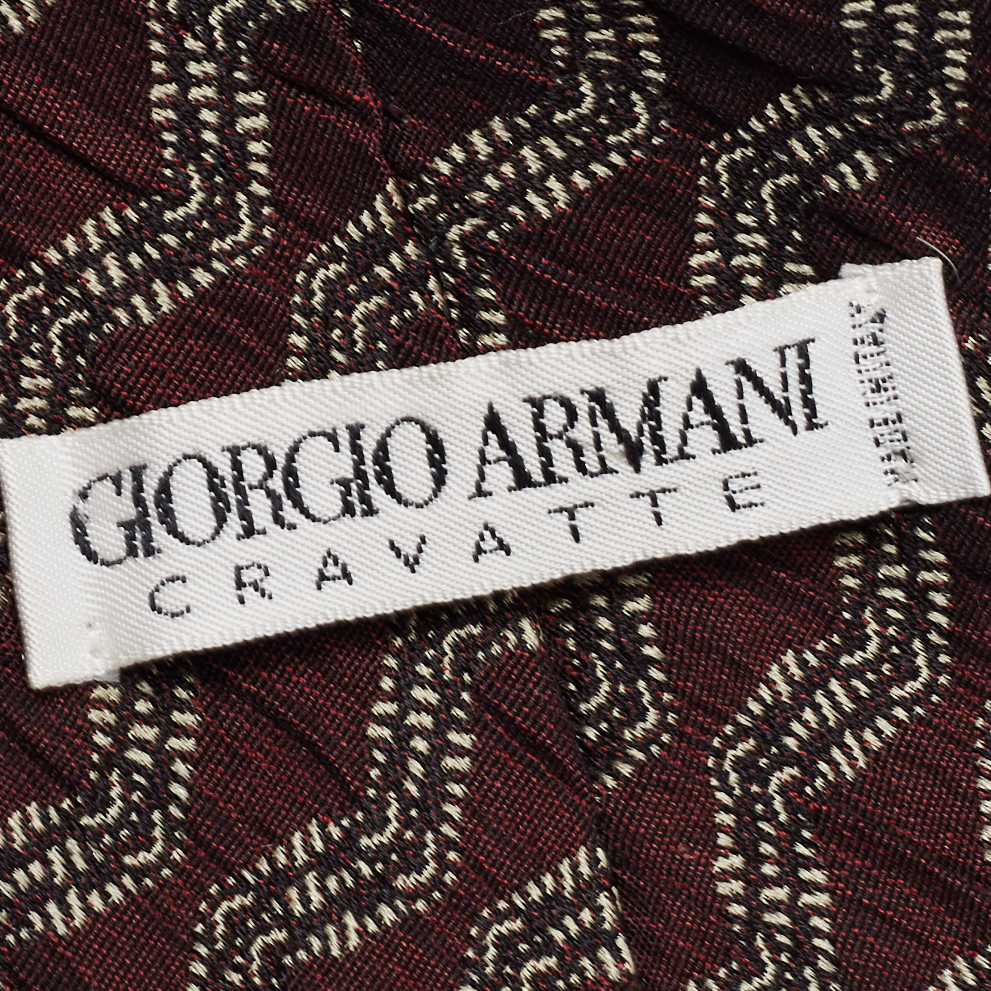 Giorgio Armani Cravatte Burgundy Printed Textured Silk Tie