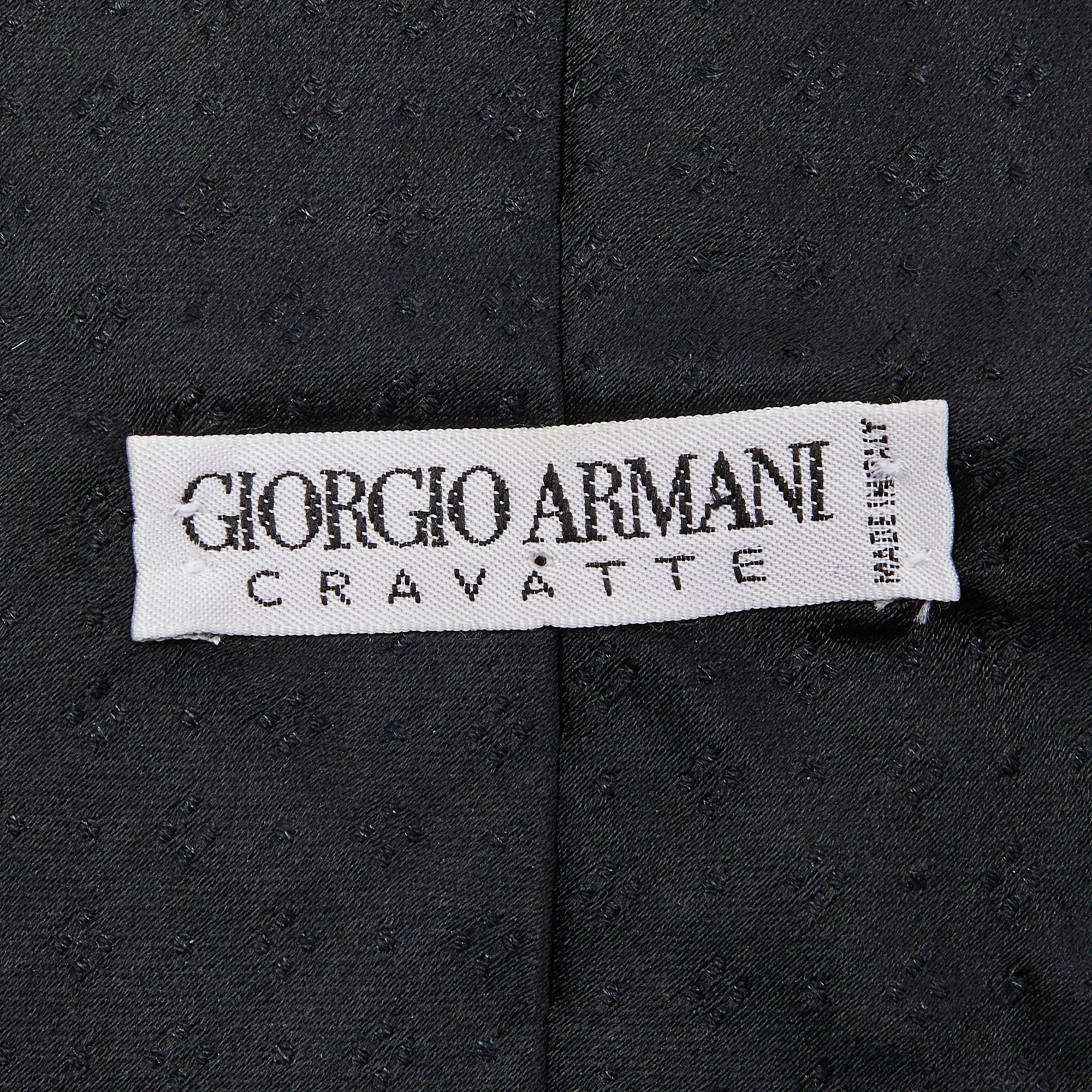 Giorgio Armani Black Dot Jacquard Pattern Silk Tie