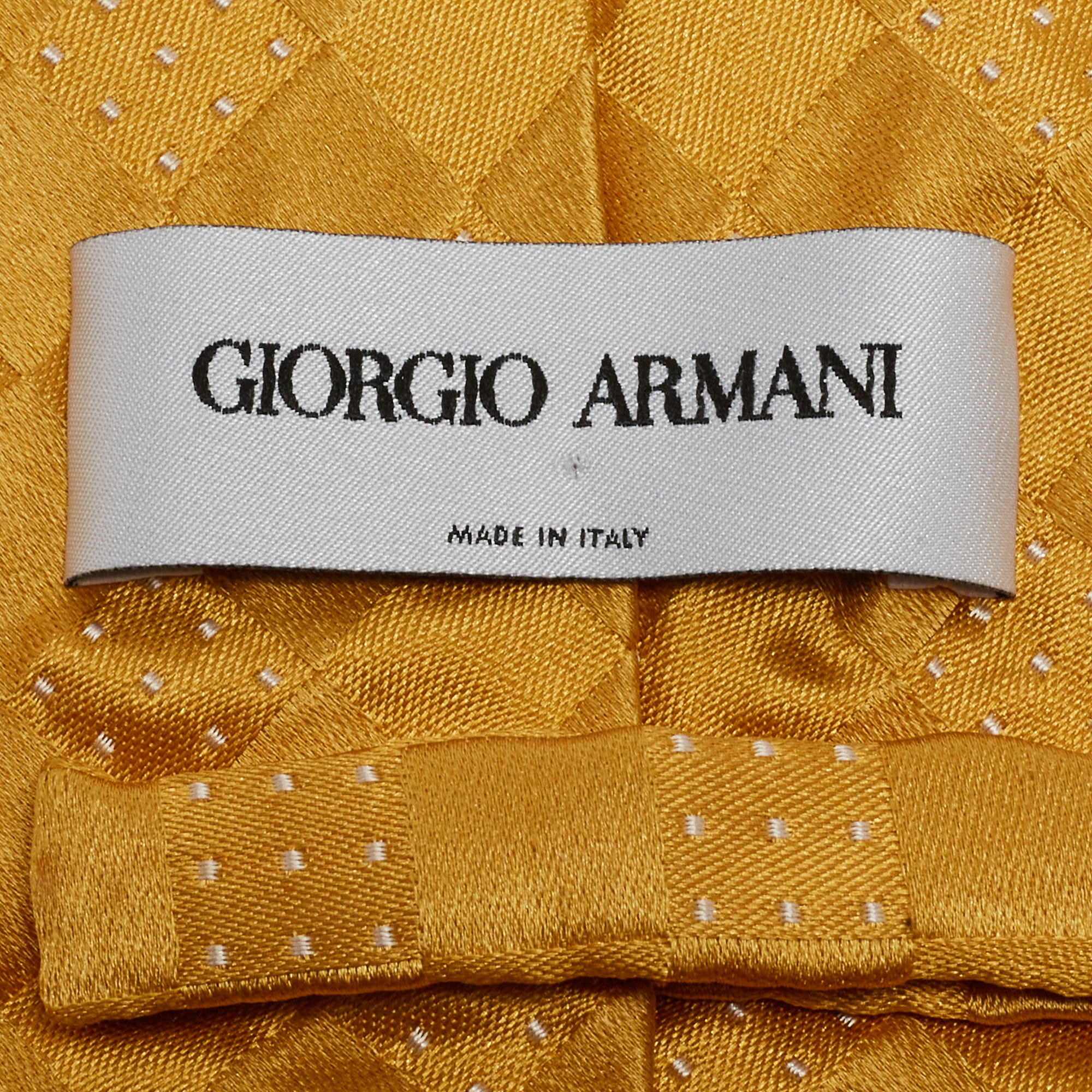 Giorgio Armani Yellow Patterned Silk Traditional Tie