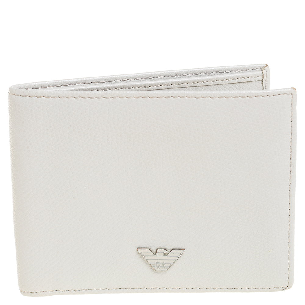 Giorgio Armani Grey Leather Bifold Wallet