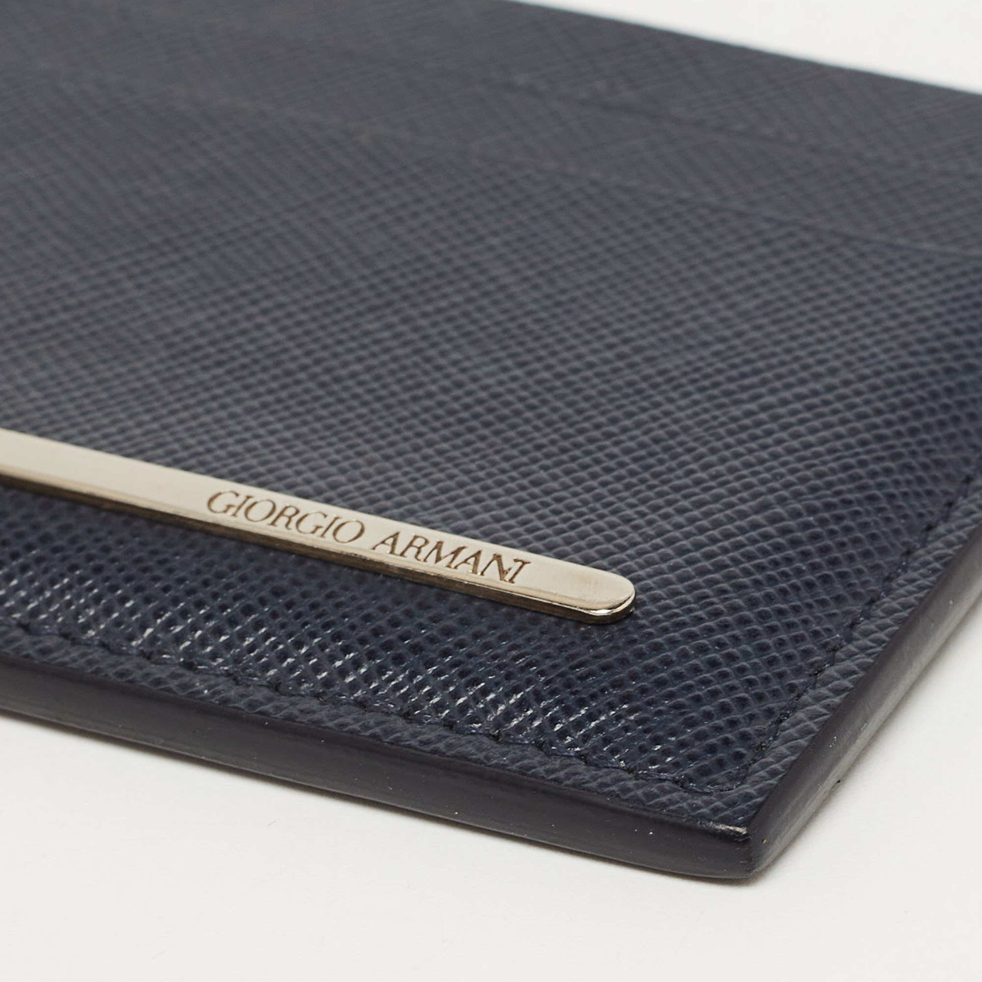 Giorgio Armani Navy Blue Leather Card Holder