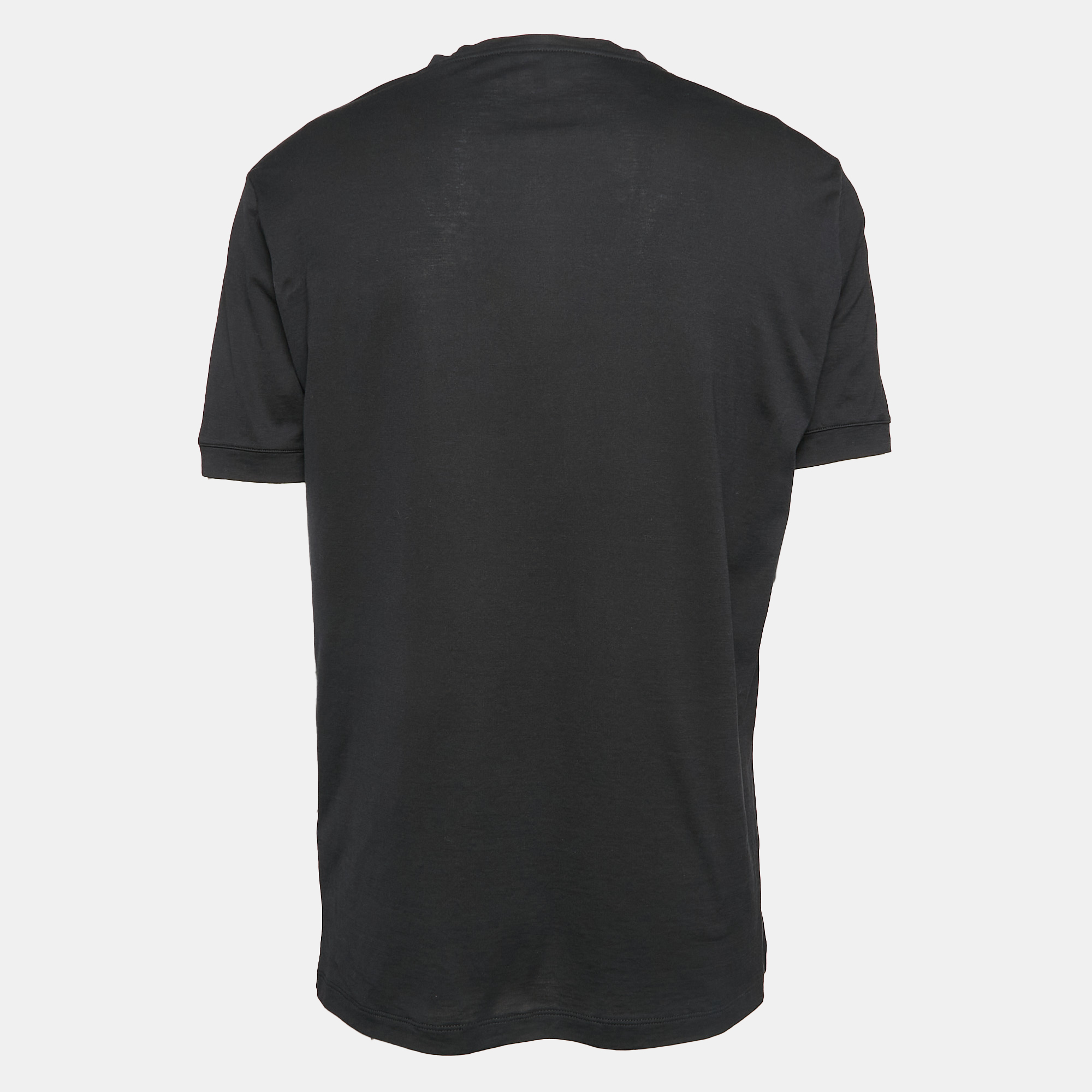 Giorgio Armani Black Cotton Round Neck T-Shirt XXL