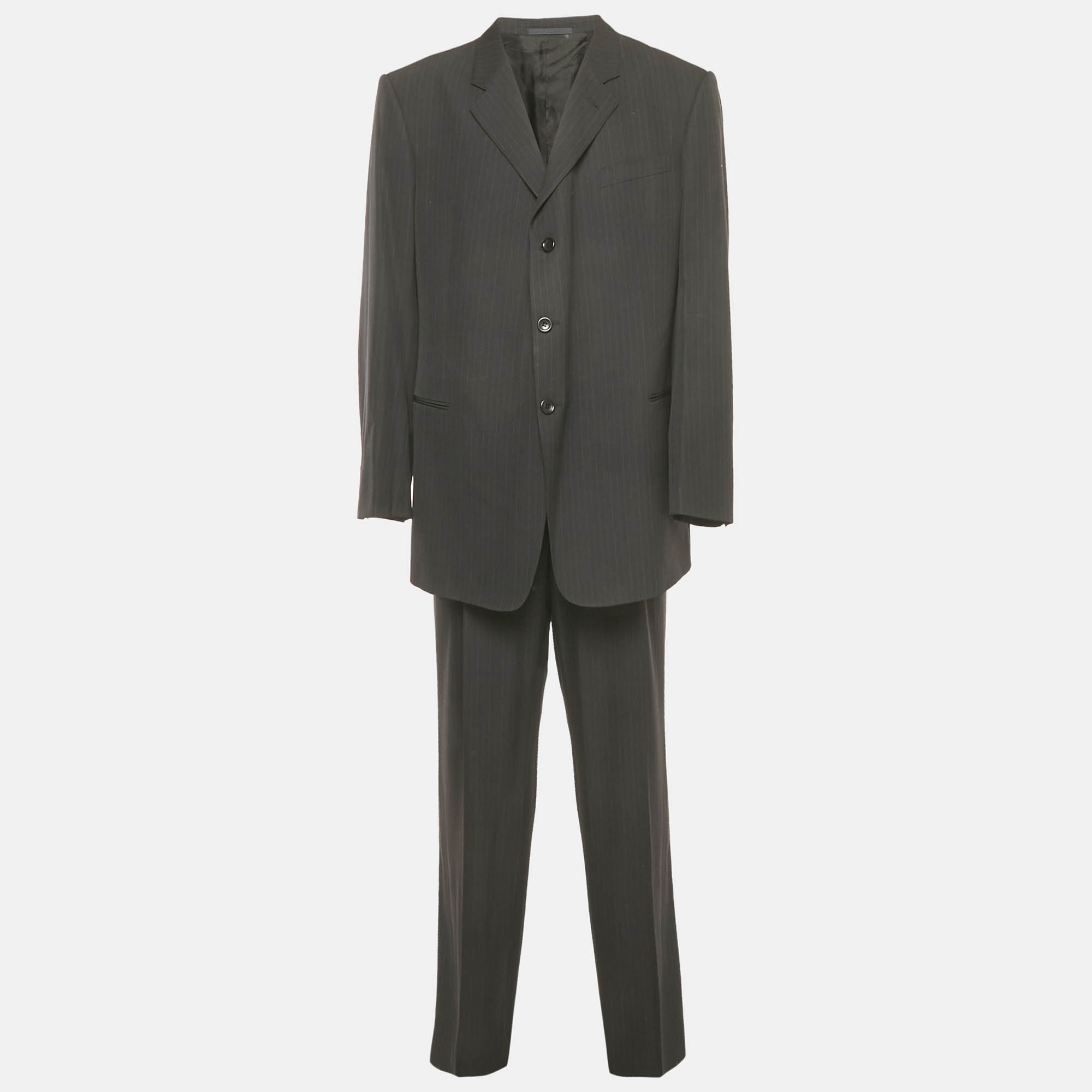 Pinstripe Wool Blend Regular Fit Suit 5XL - Giorgio Armani - Modalova