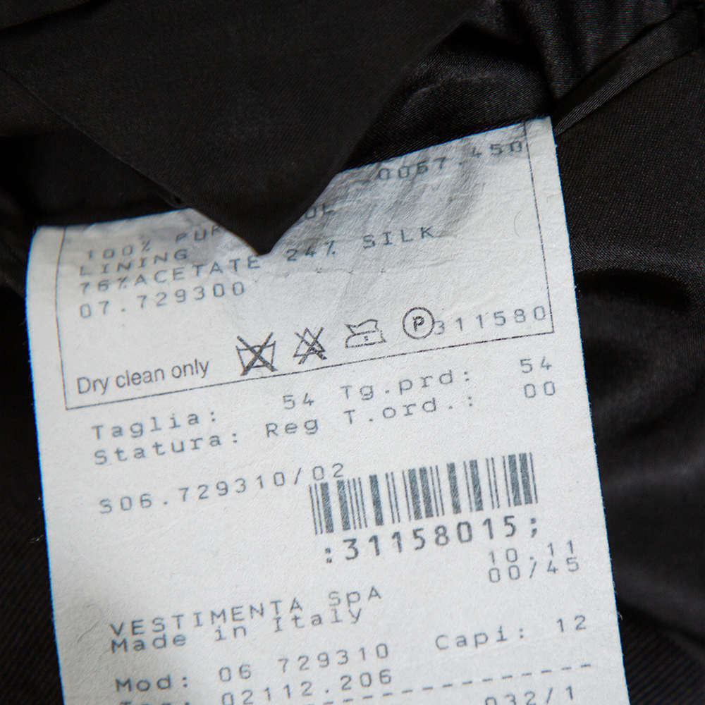 Giorgio Armani Black Wool Contrast Trim Detail Button Front Suit XXL