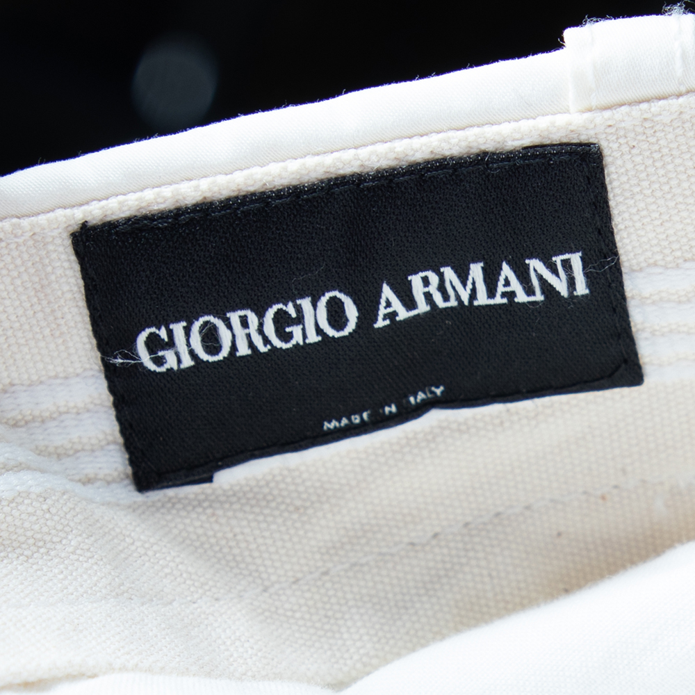 Giorgio Armani Off White Cotton Straight Leg Pants M