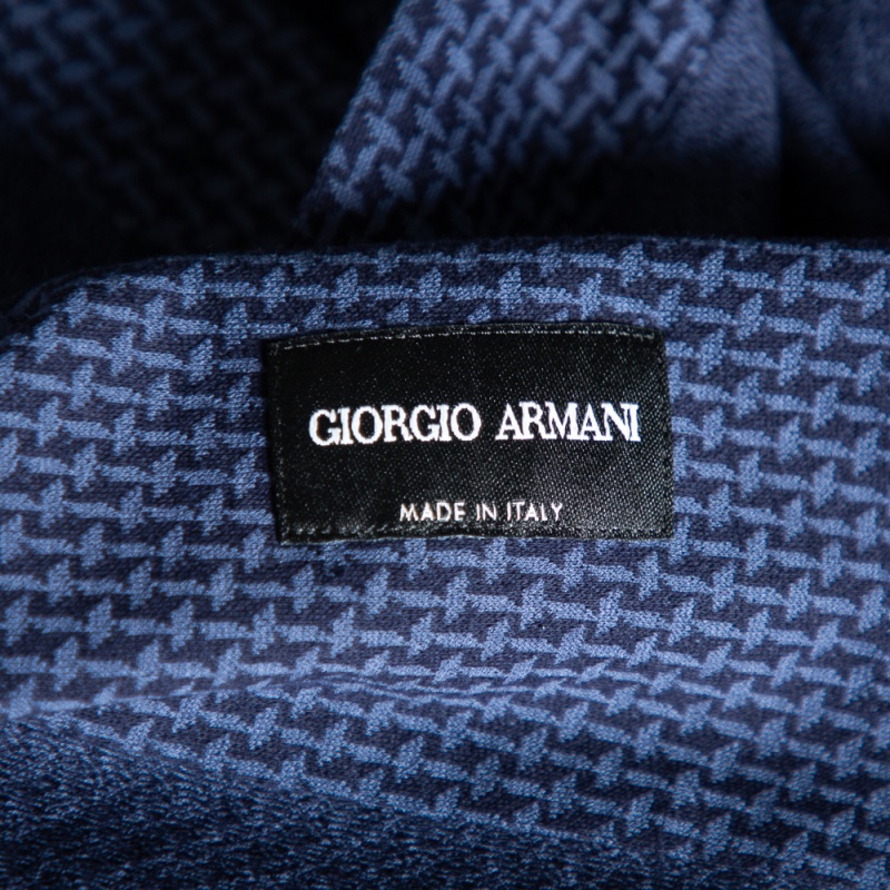 Giorgio Armani Navy Blue Printed Stretch Cotton Button Front Shirt 4XL