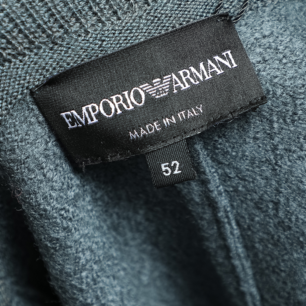 Giorgio Armani Grey Wool & Knit Sleeve Detail Button Front Jacket XL