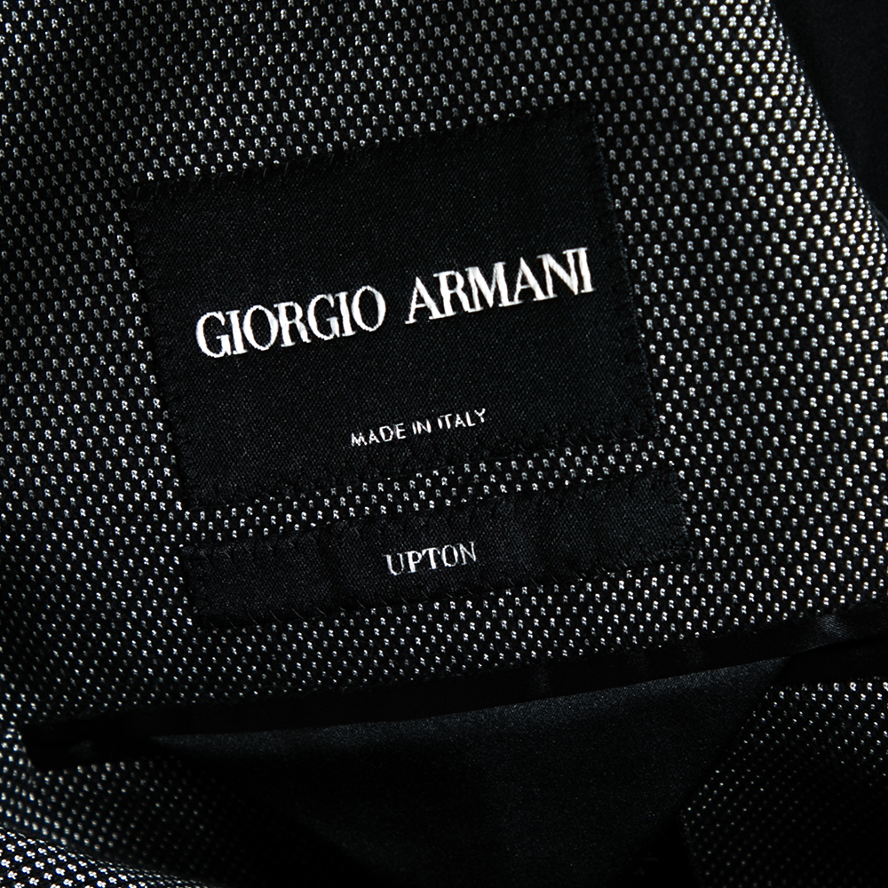 Giorgio Armani Grey Textured Cotton Single Breasted Upton Blazer XL