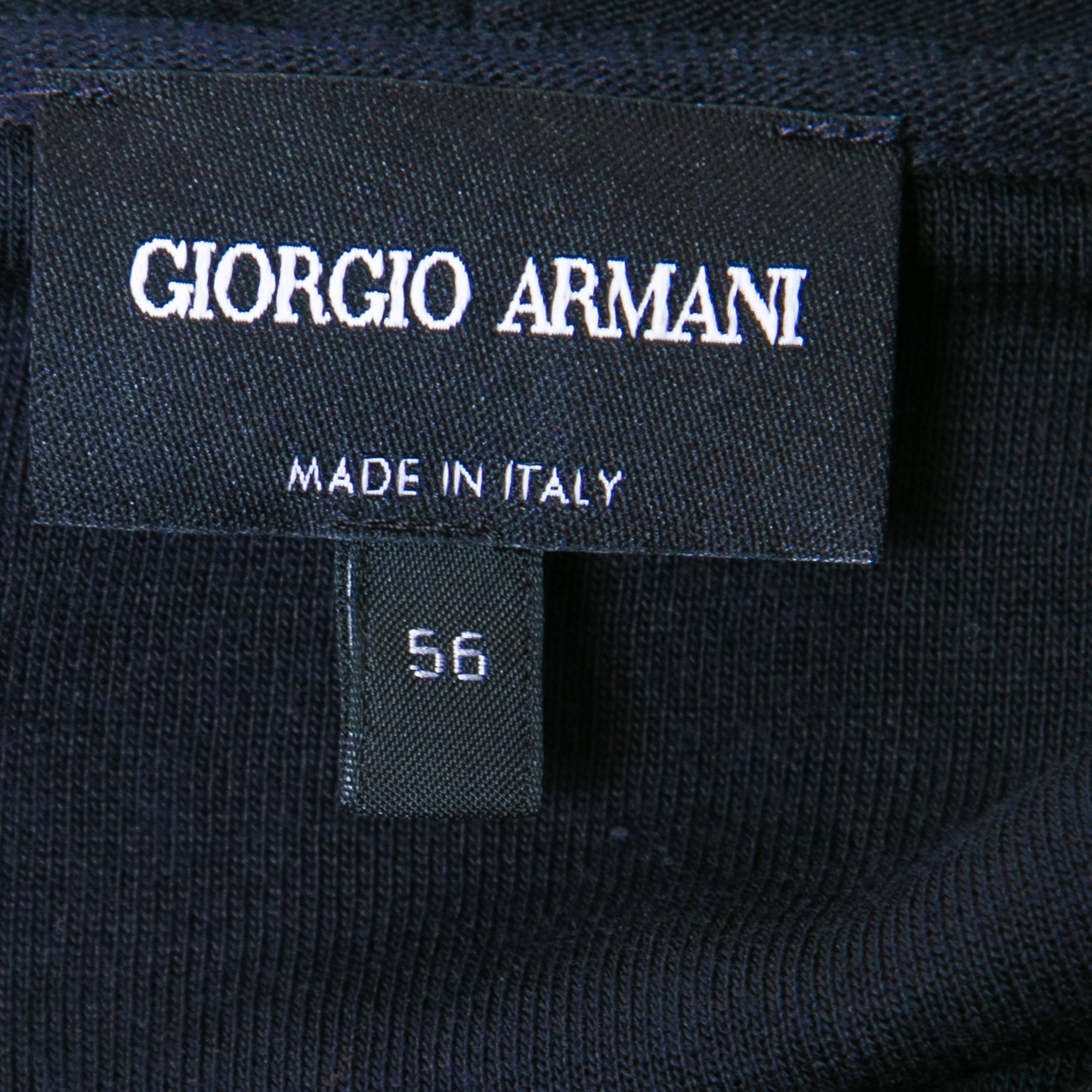Giorgio Armani Navy Blue Flocked Logo Detail Knit T-Shirt 3XL